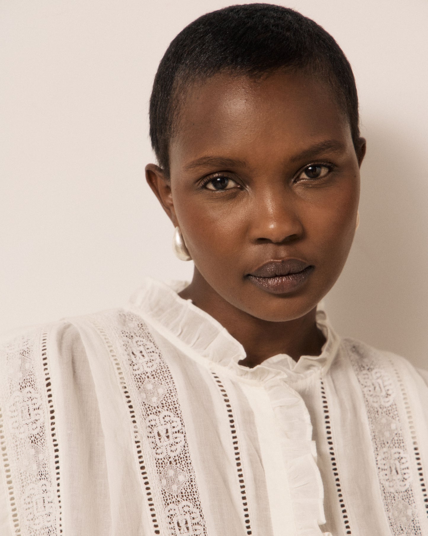 Chemise Femme en Voile de Coton & Broderies Ecru Calie