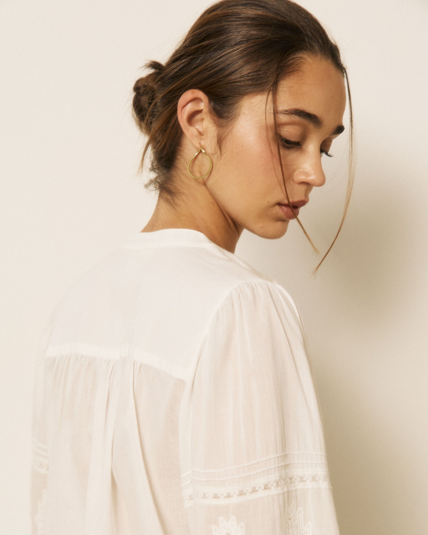 Chemise Femme en Voile de Coton & Broderies Ecru Charly