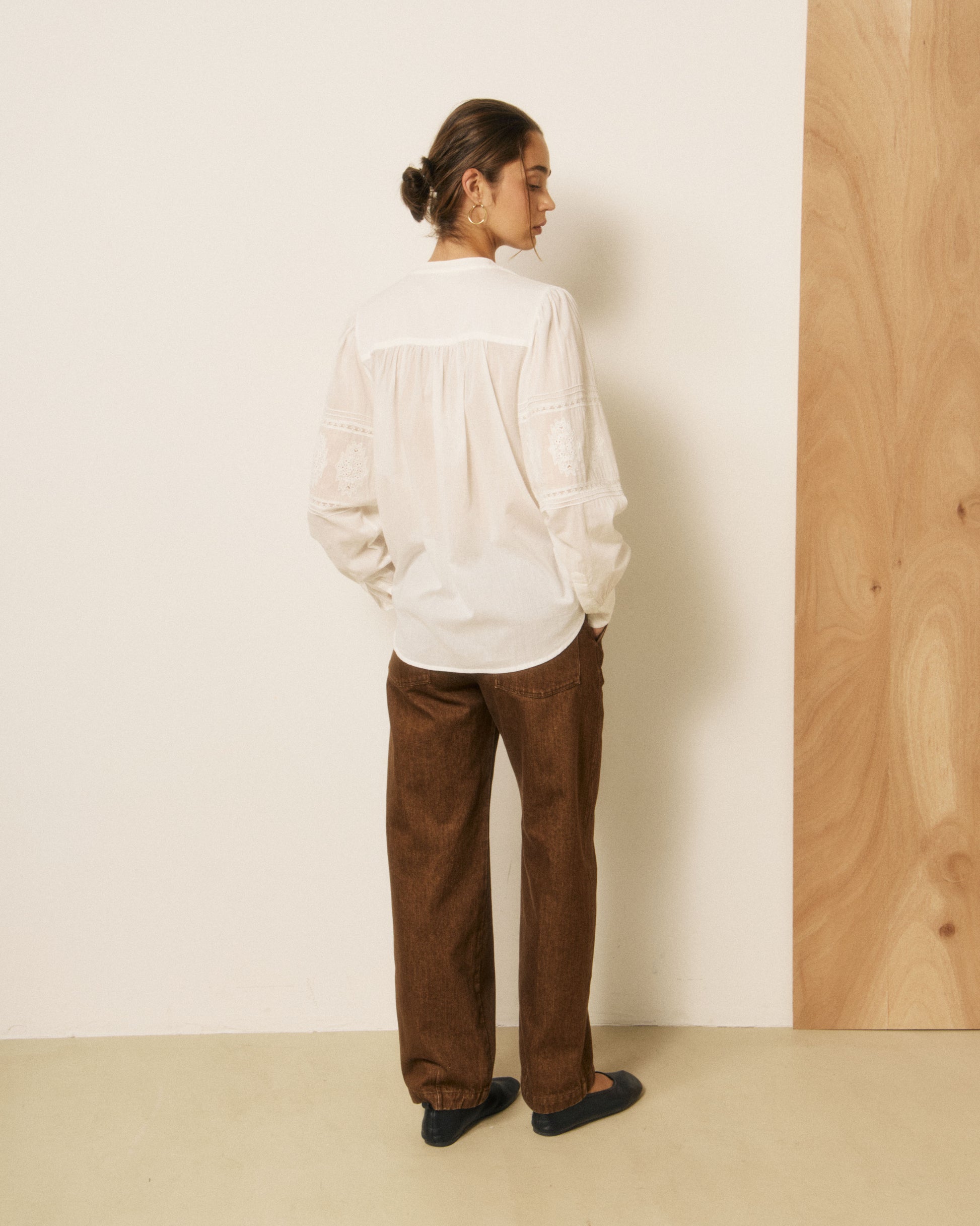 Chemise Femme en Voile de Coton & Broderies Ecru Charly