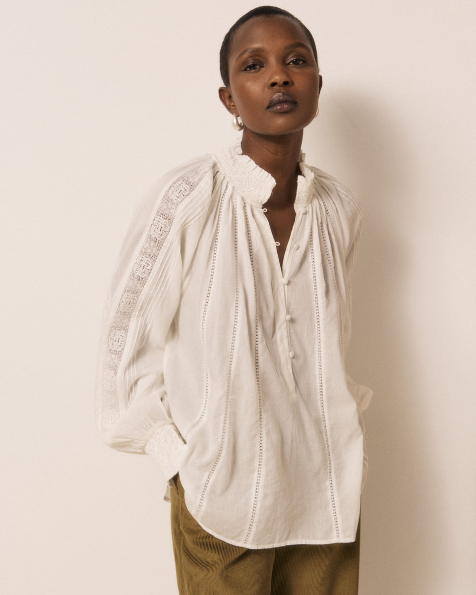 Blouse Femme en Voile de Coton & Broderies Ecru Coline - Image principale