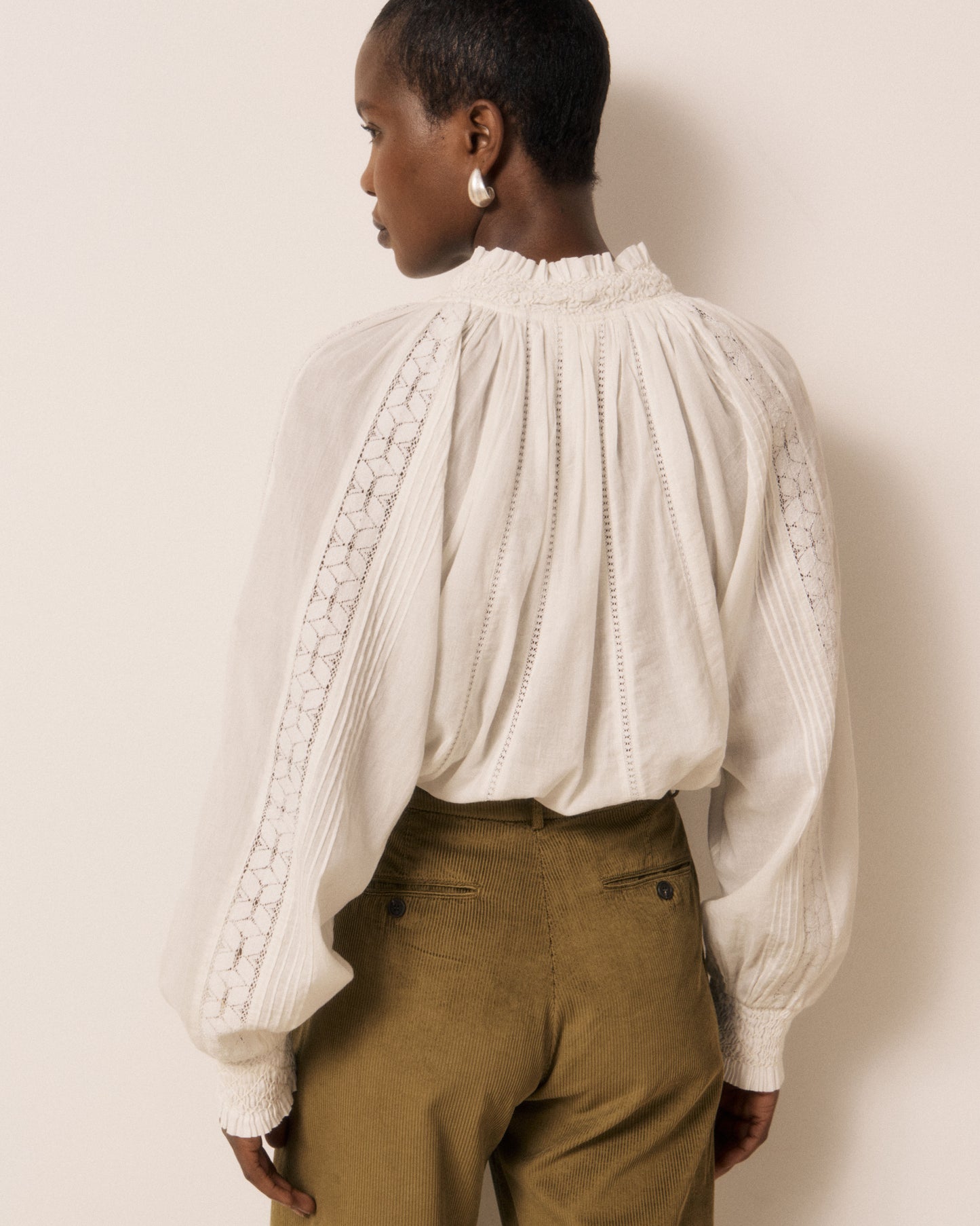 Blouse Femme en Voile de Coton & Broderies Ecru Coline