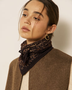 Echarpe Femme en Laine imprimé Chocolat Bandana