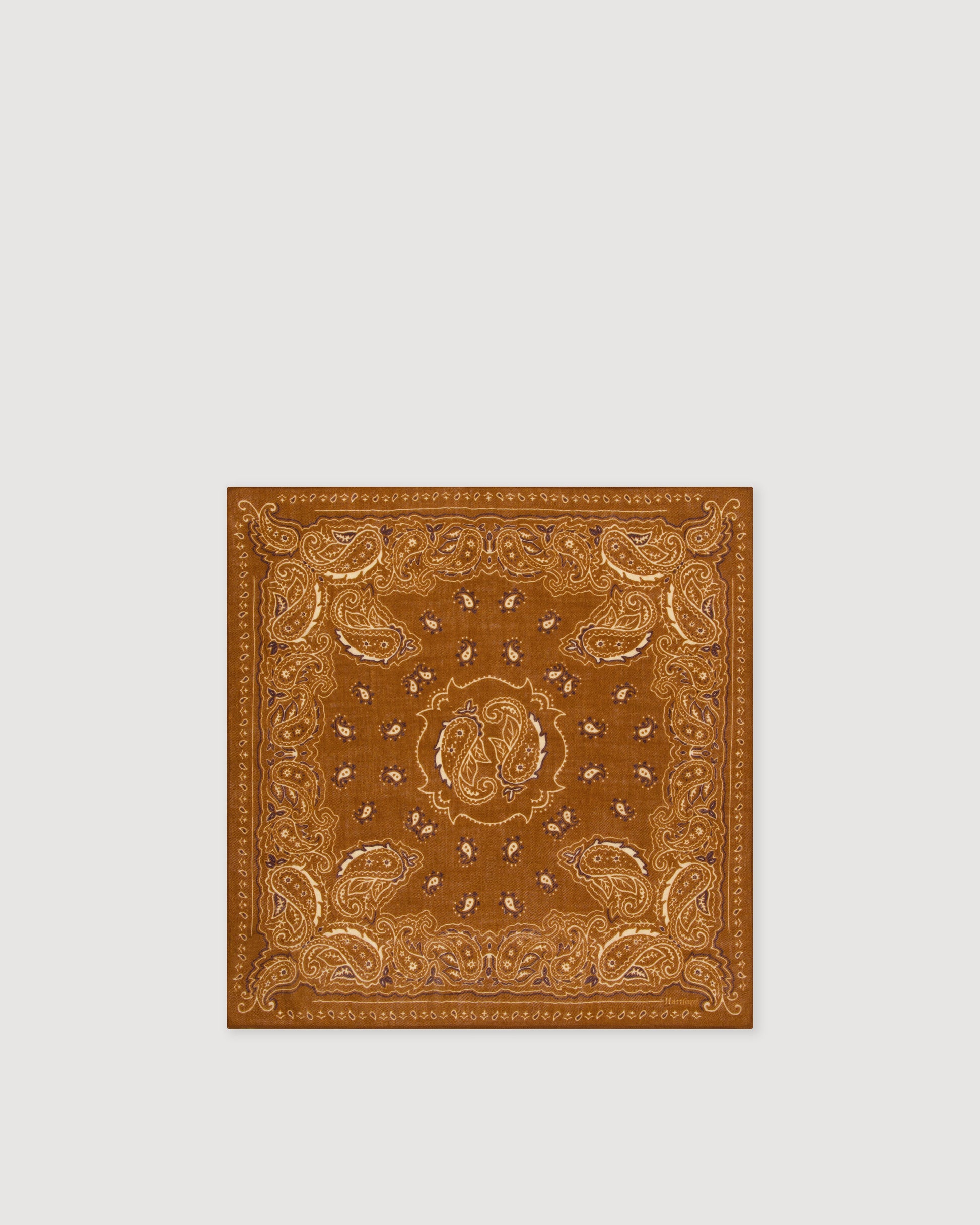 Echarpe Femme en Laine imprimé Marron Bandana