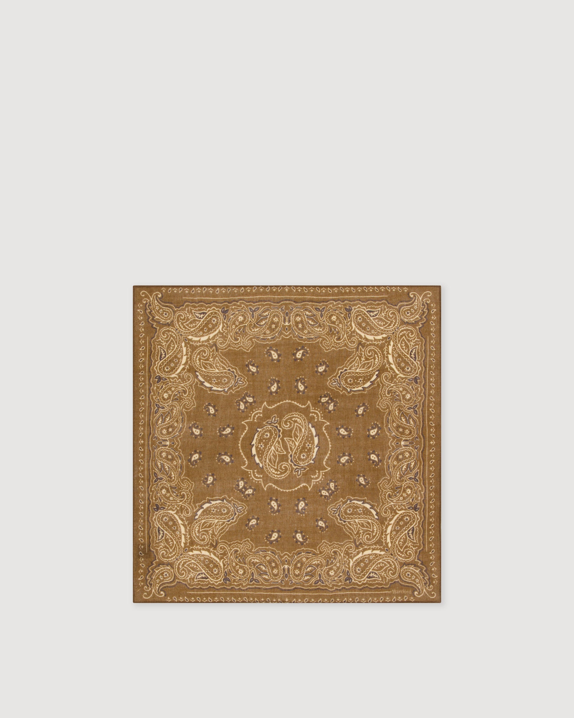 Echarpe Femme en Laine imprimé Taupe Bandana