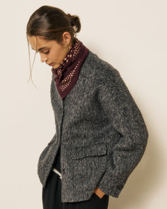 Echarpe Femme en Laine à Pois Bordeaux Bandana