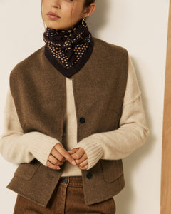 Echarpe Femme en Laine à Pois Chocolat Bandana