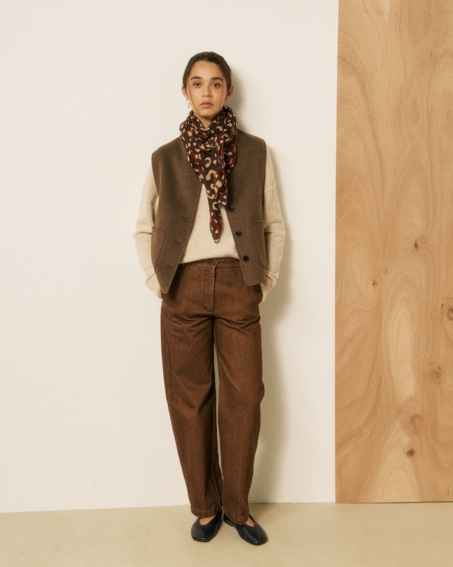 Echarpe Femme en Laine Léopard Chocolat