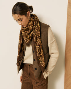 Echarpe Femme en Laine Zèbre Camel
