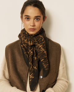 Echarpe Femme en Laine Zèbre Taupe