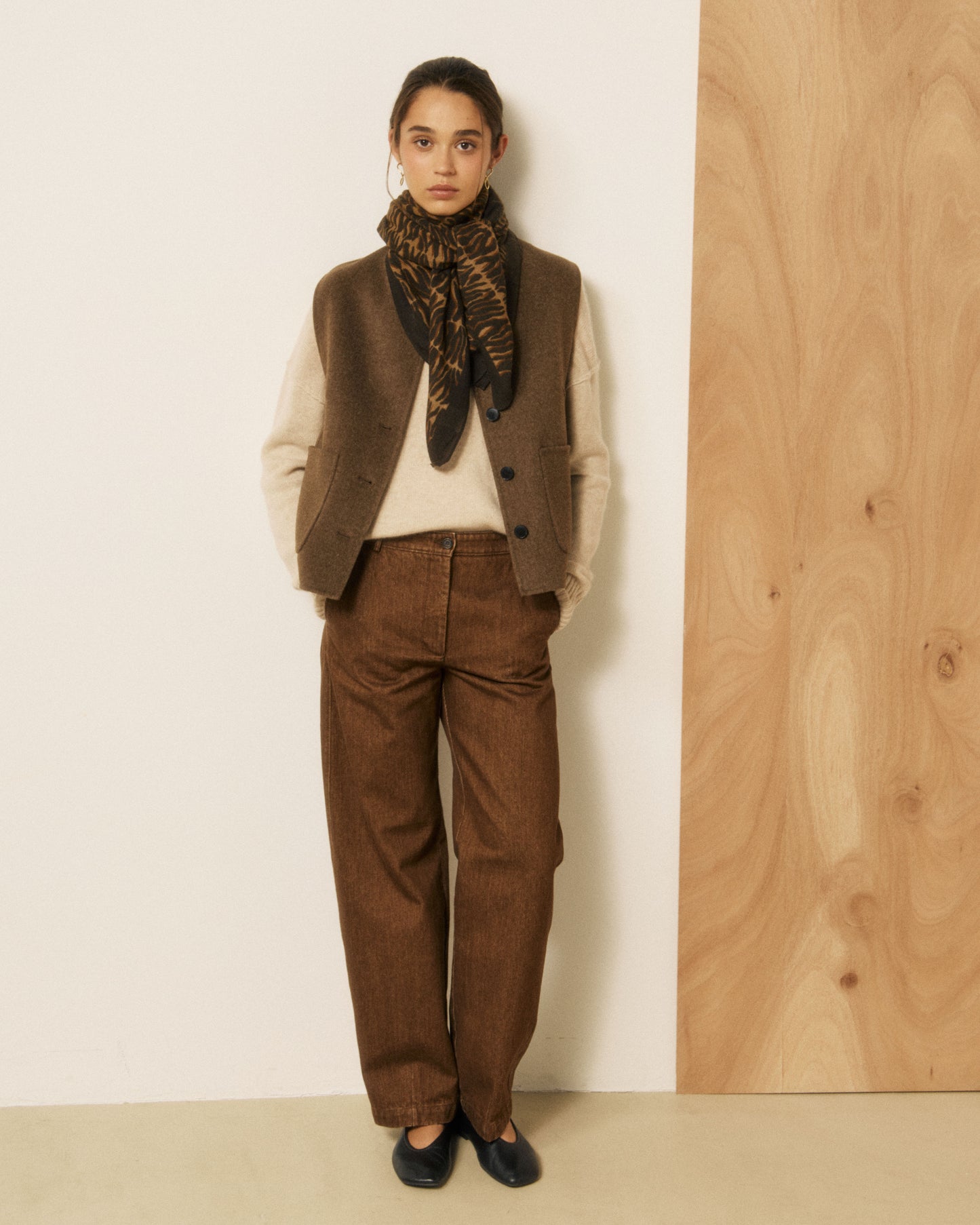 Echarpe Femme en Laine Zèbre Taupe