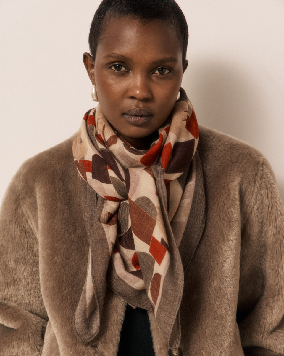 Echarpe Femme en Laine imprimé Géométrique Rouge - Image principale