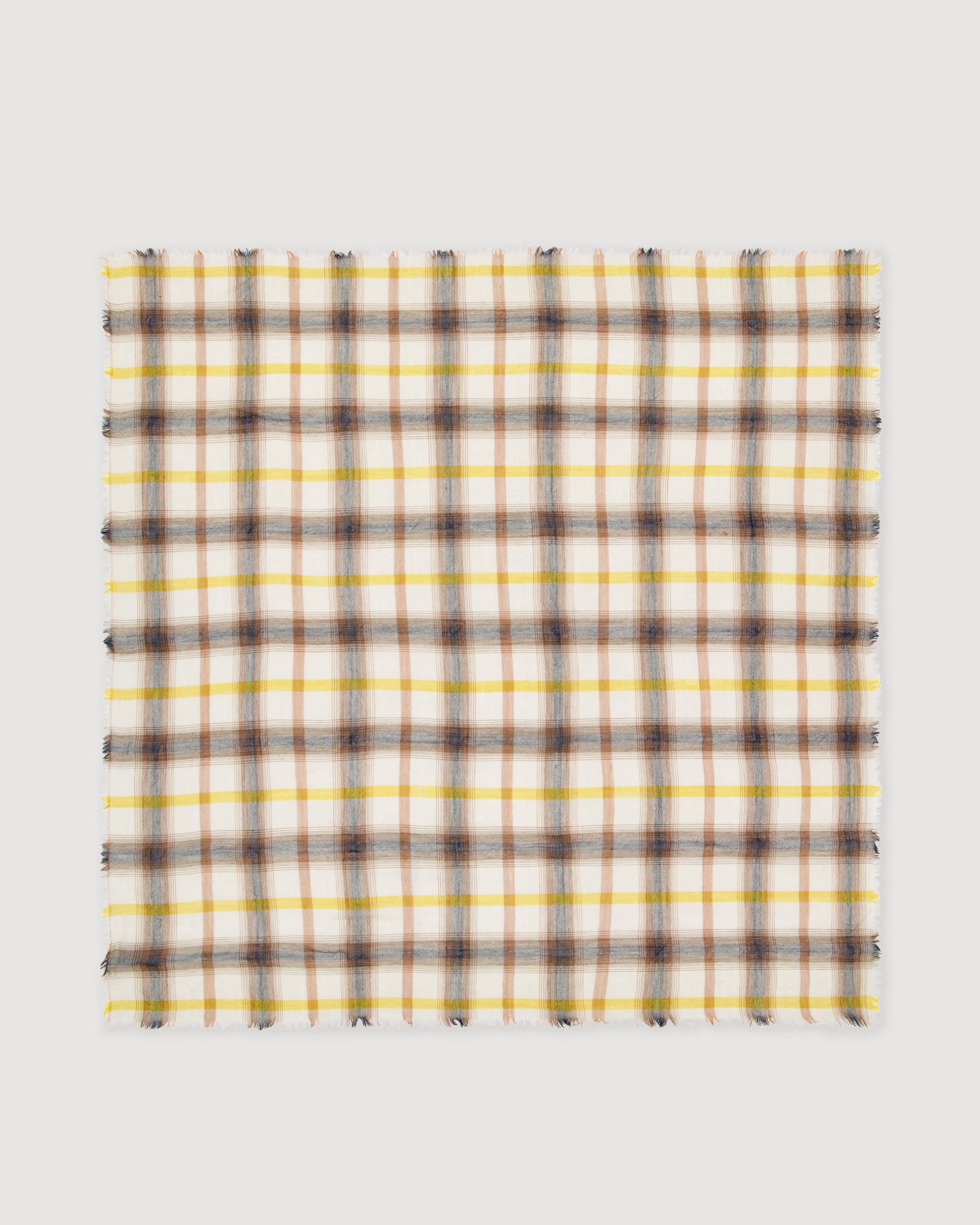 Echarpe Femme en Laine à Carreaux Beige & Jaune