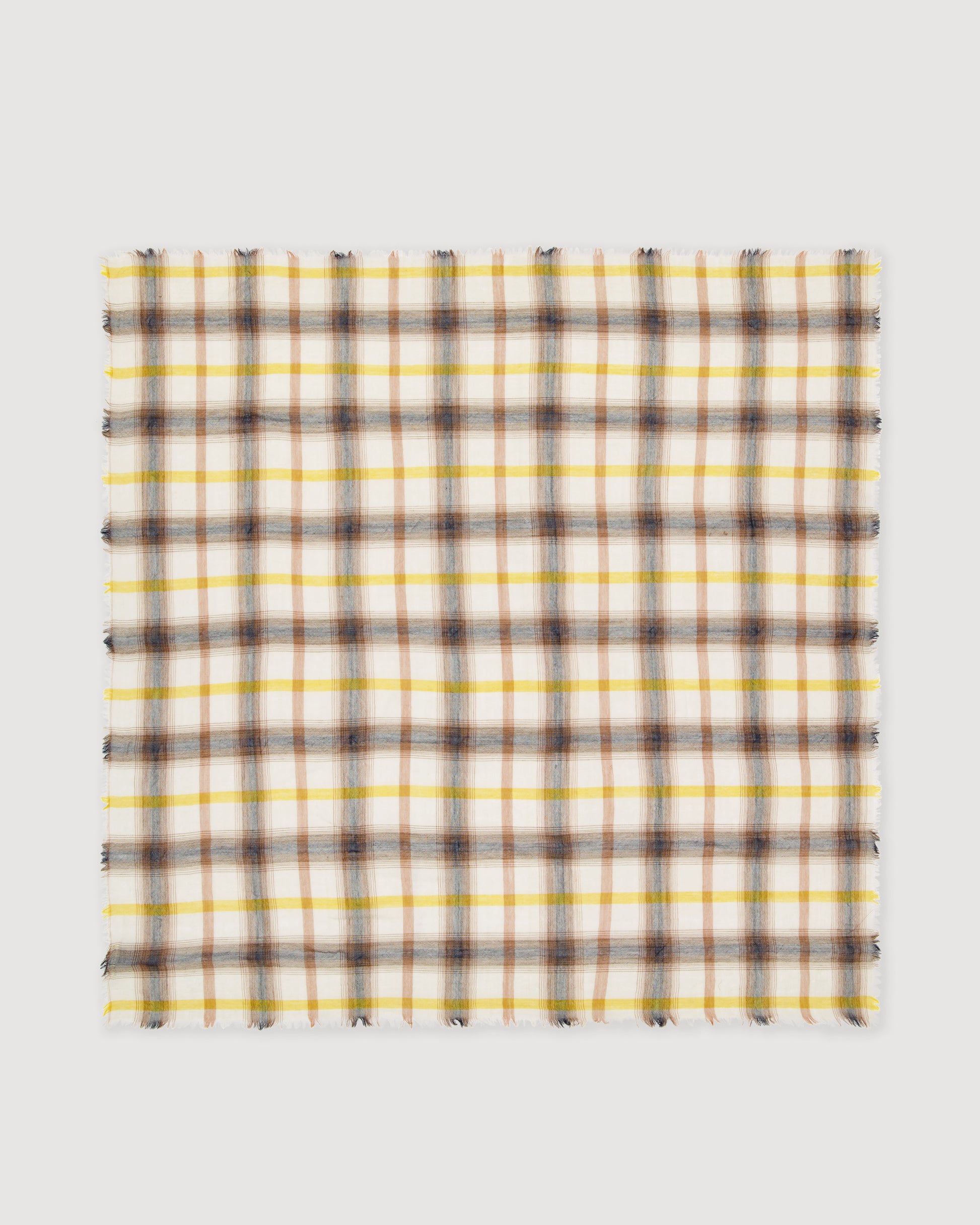 Echarpe Femme en Laine à Carreaux Beige & Jaune