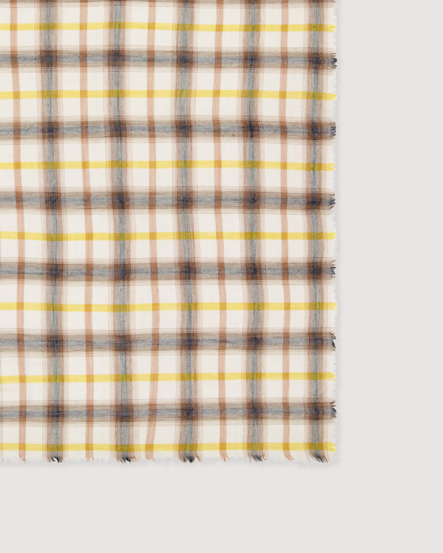 Echarpe Femme en Laine à Carreaux Beige & Jaune