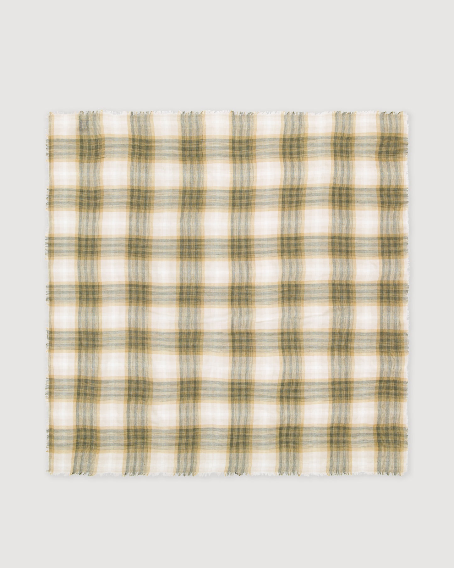 Echarpe Femme en Laine à Carreaux Beige & Vert