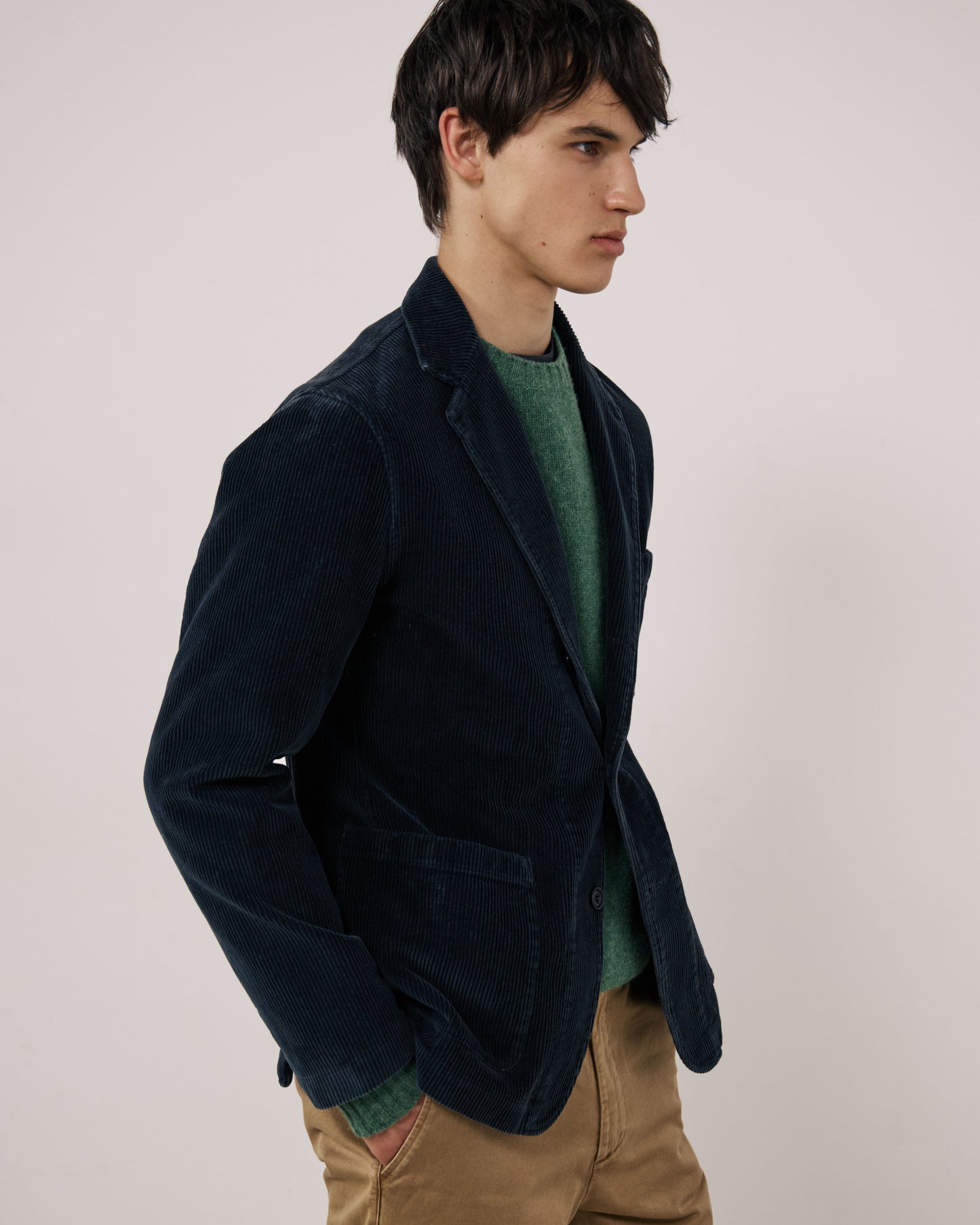 Veste Homme en Velours Côtelé Bleu Marine Julian
