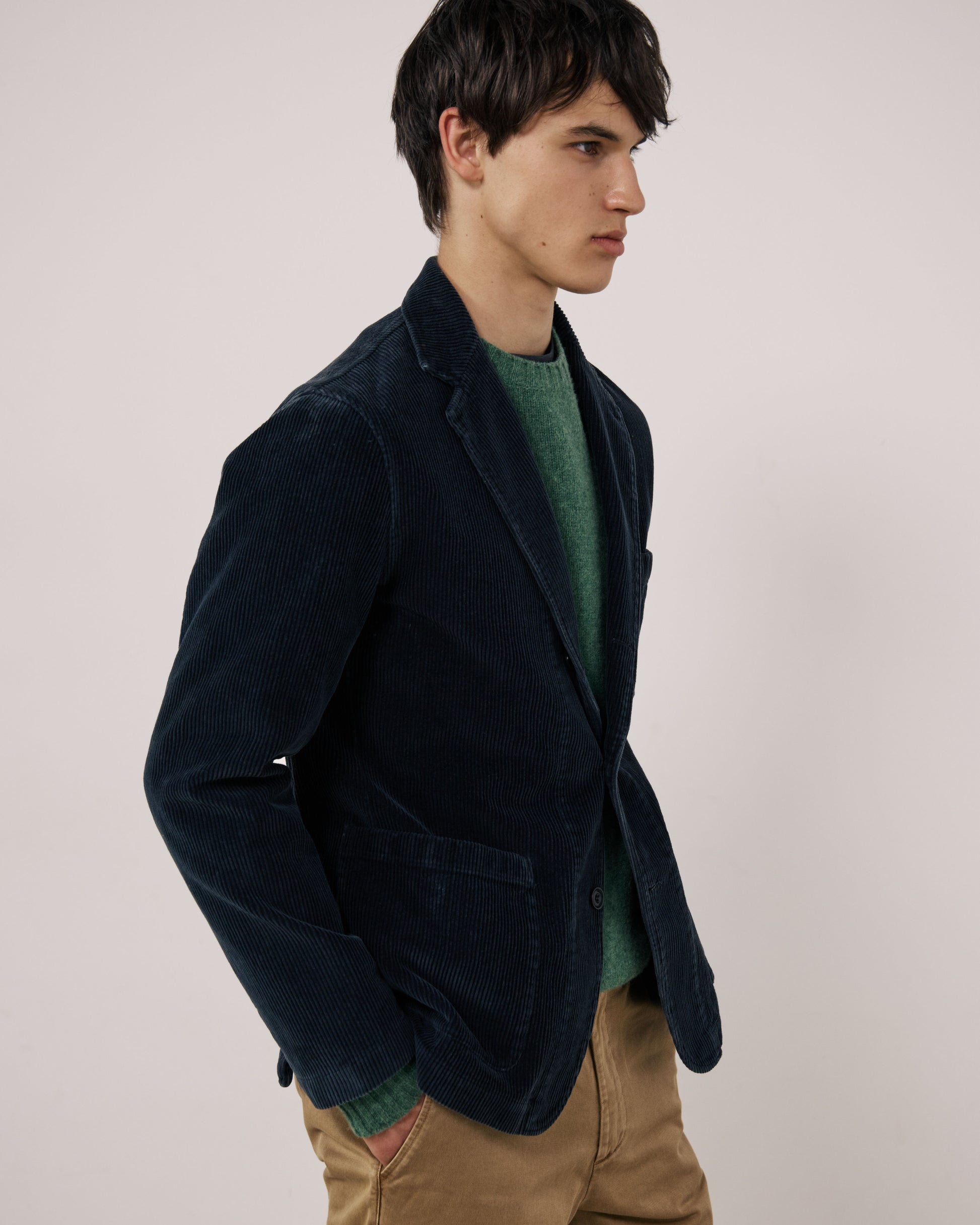 Veste Homme en Velours Côtelé Bleu Marine Julian