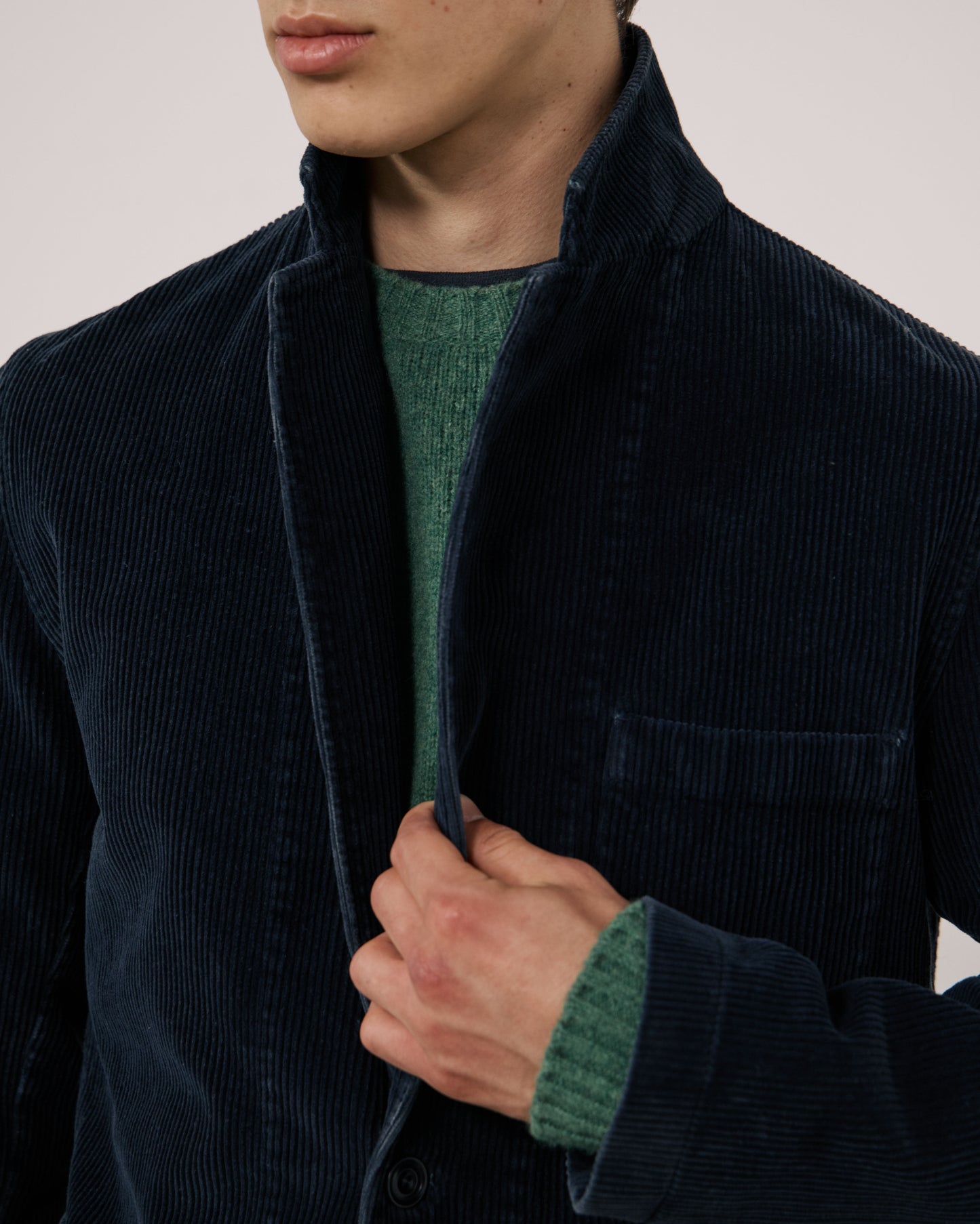 Veste Homme en Velours Côtelé Bleu Marine Julian
