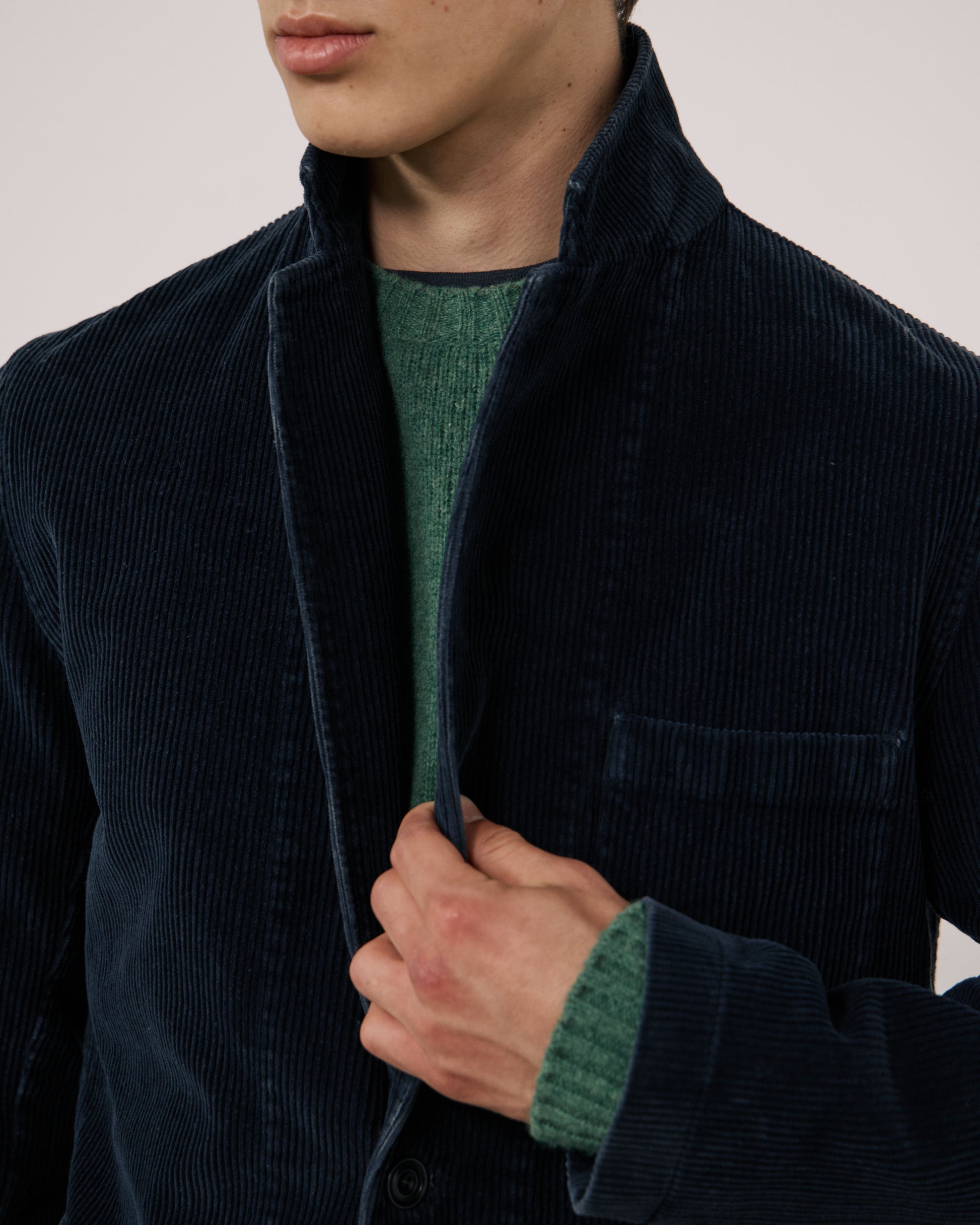 Veste Homme en Velours Côtelé Bleu Marine Julian