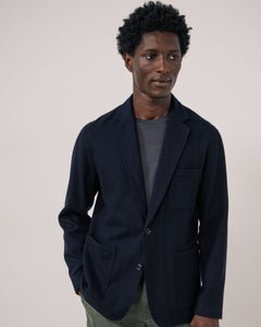 Veste Homme en Flanelle de laine Bleu Marine Julian