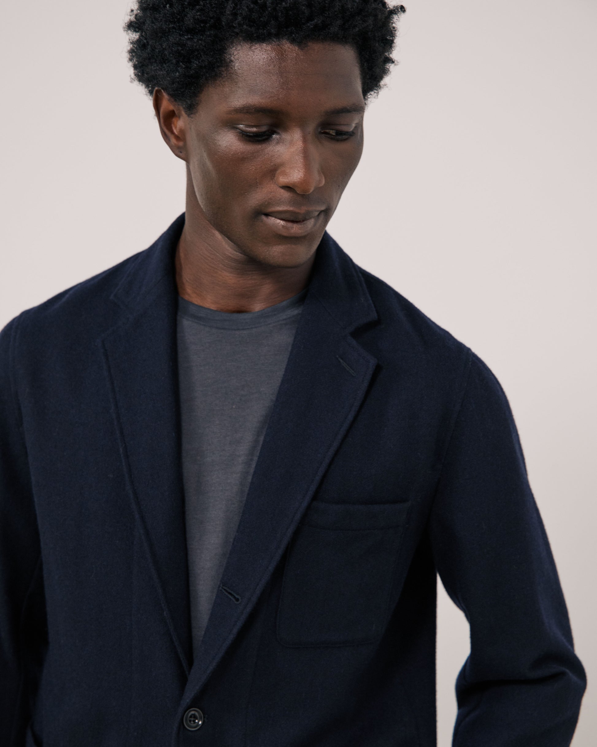 Veste Homme en Flanelle de laine Bleu Marine Julian