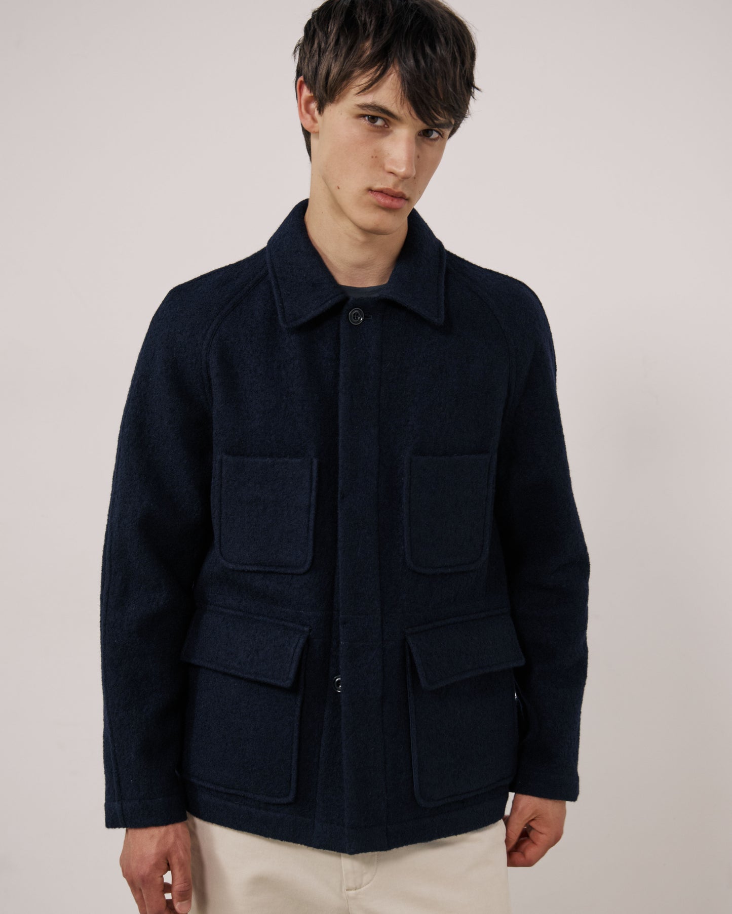 Veste Homme en Laine Vierge Bleu Marine Parton