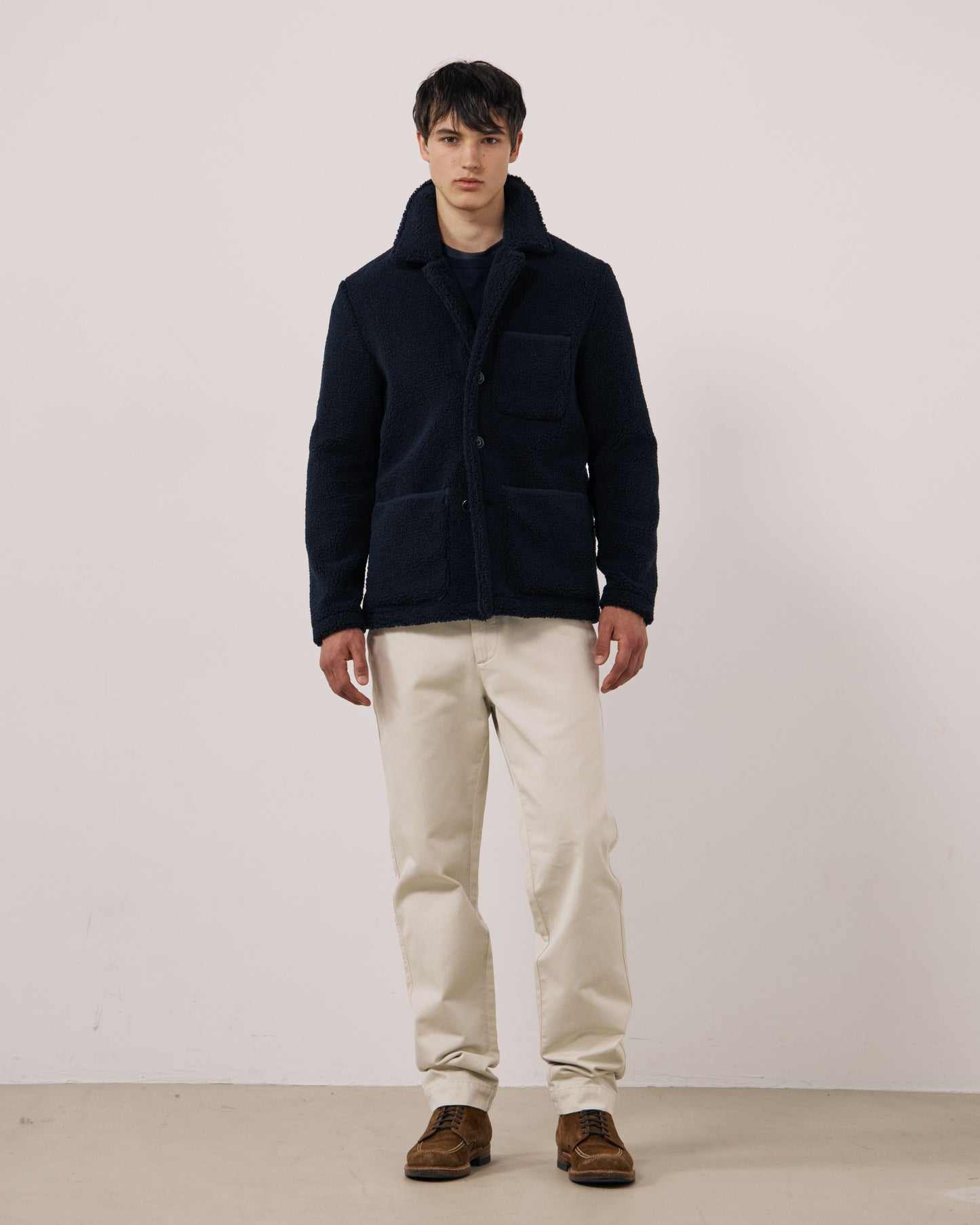 Veste Homme en Sherpa Bleu Marine Utility