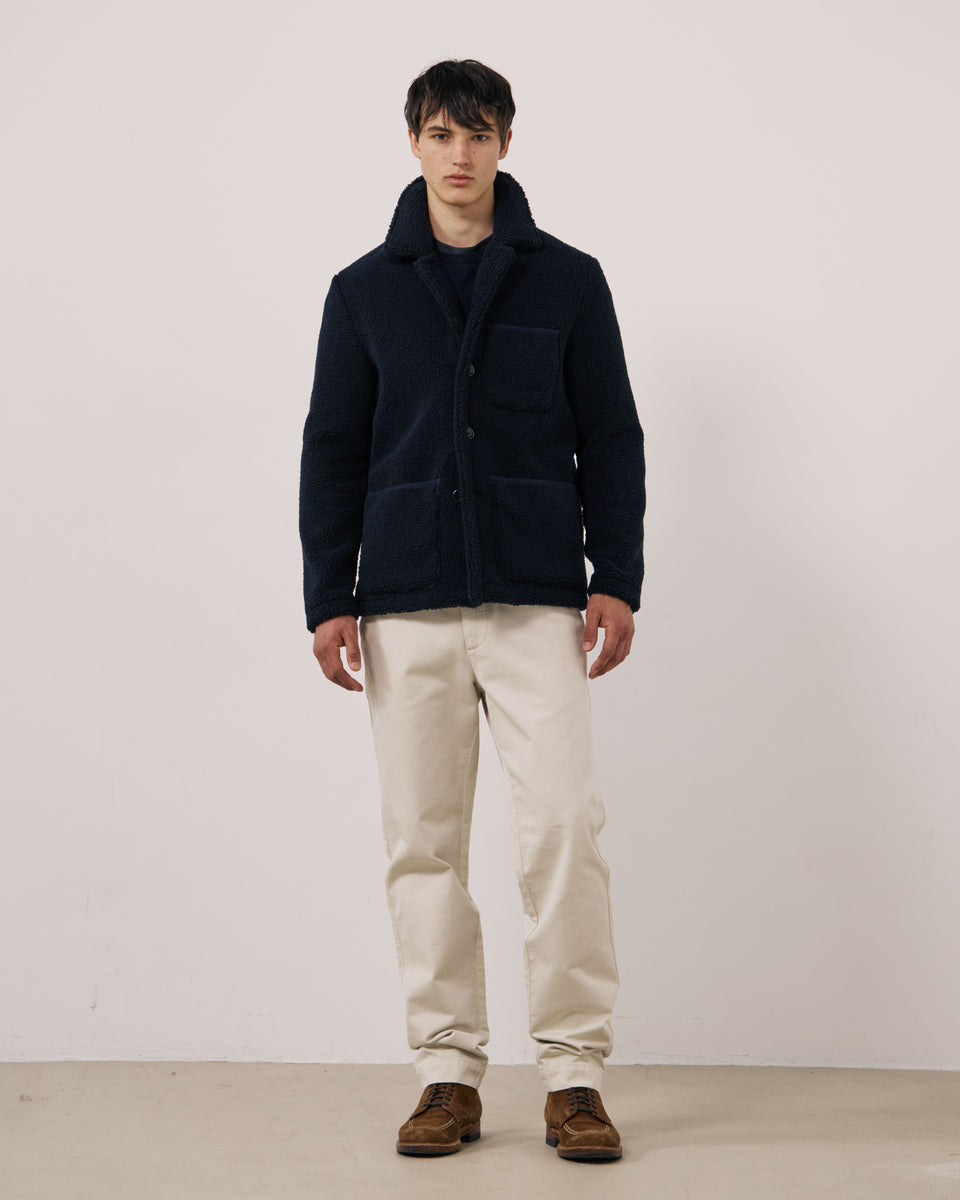 Chaqueta de sherpa azul marino para hombre Utility - Image 2