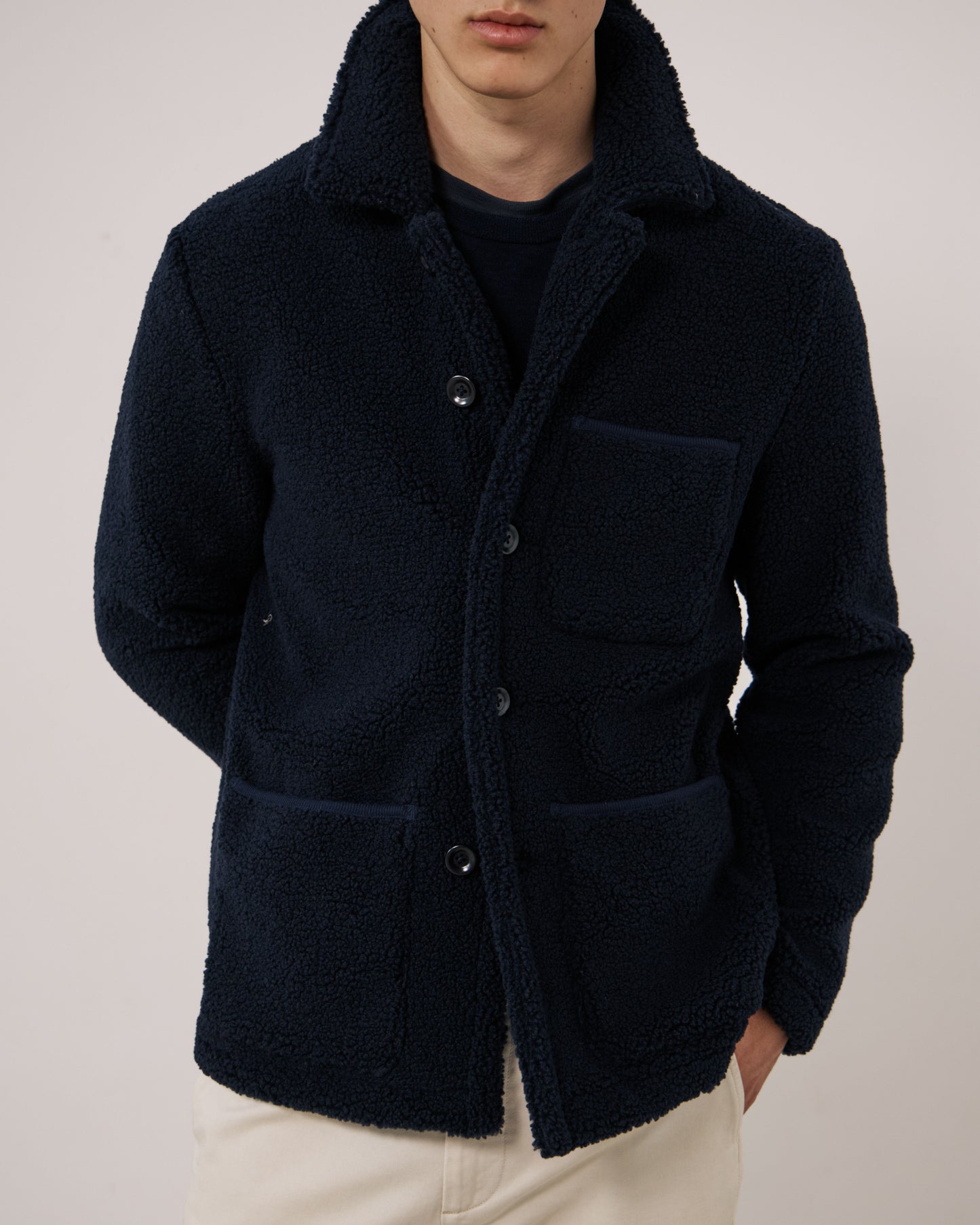 Veste Homme en Sherpa Bleu Marine Utility
