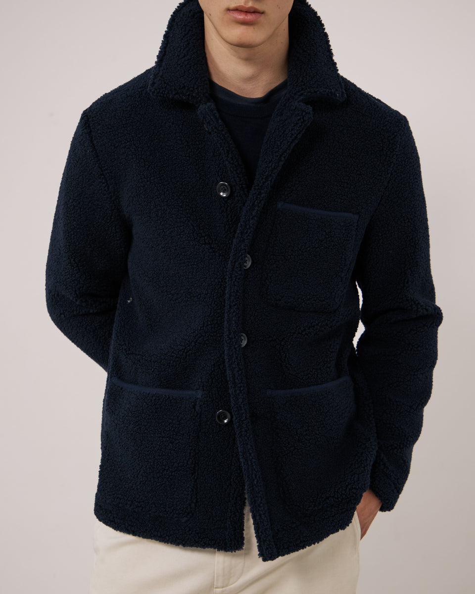 Chaqueta de sherpa azul marino para hombre Utility - Image 3