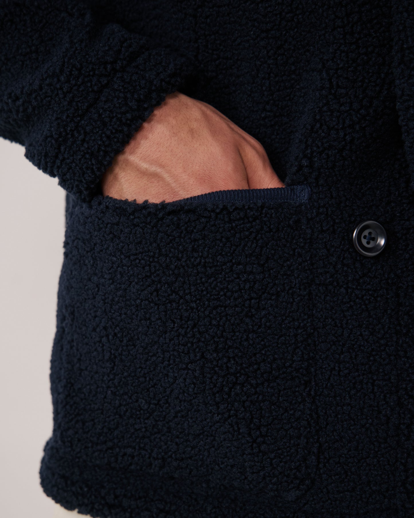 Veste Homme en Sherpa Bleu Marine Utility