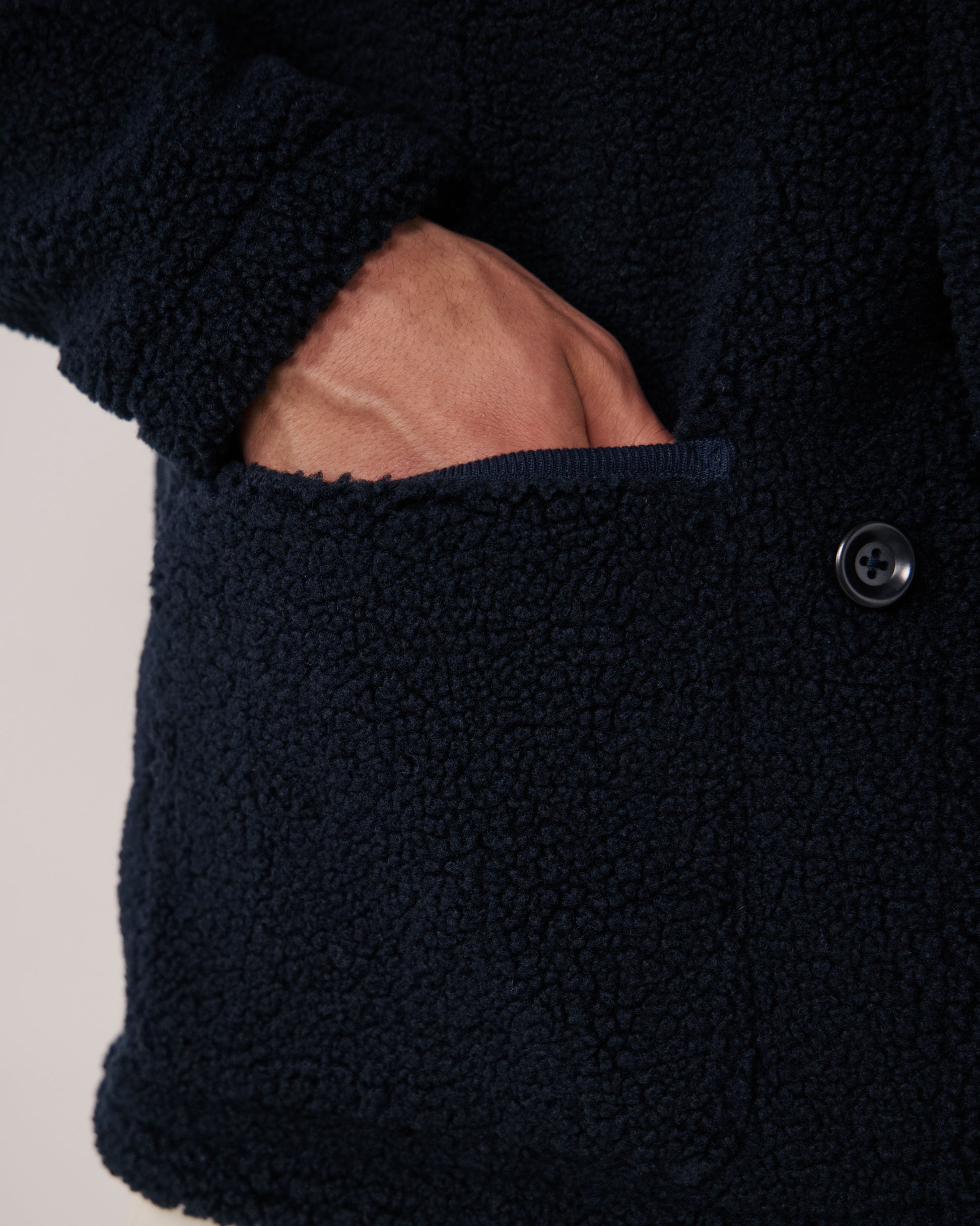 Veste Homme en Sherpa Bleu Marine Utility