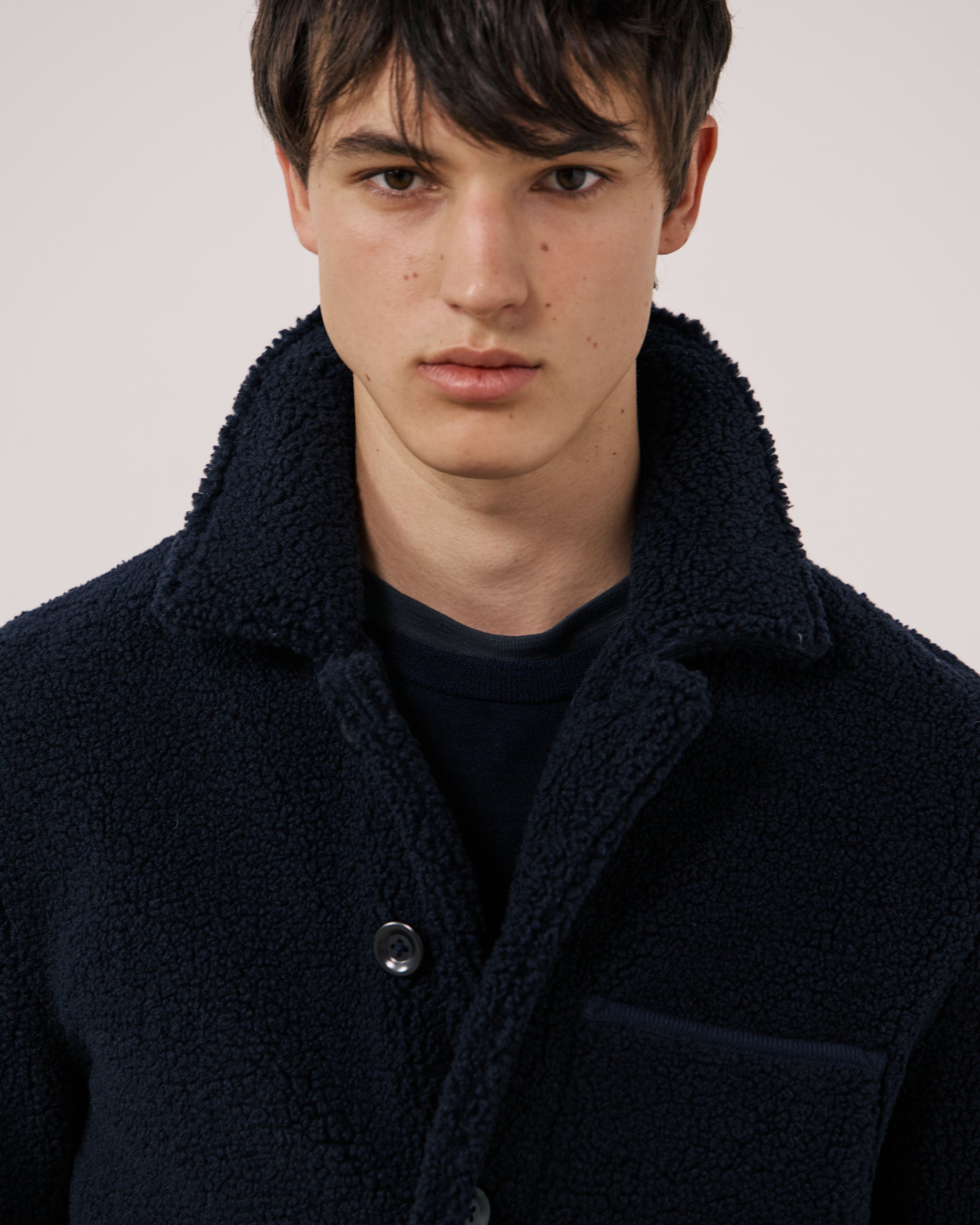Veste Homme en Sherpa Bleu Marine Utility