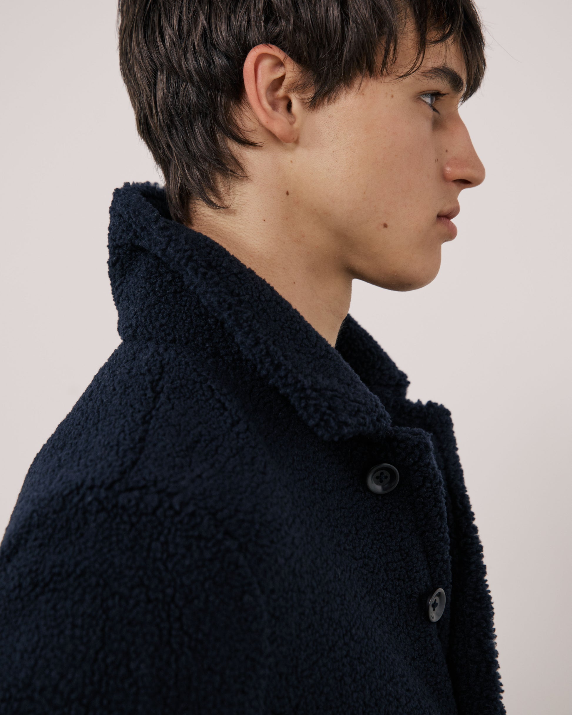 Veste Homme en Sherpa Bleu Marine Utility