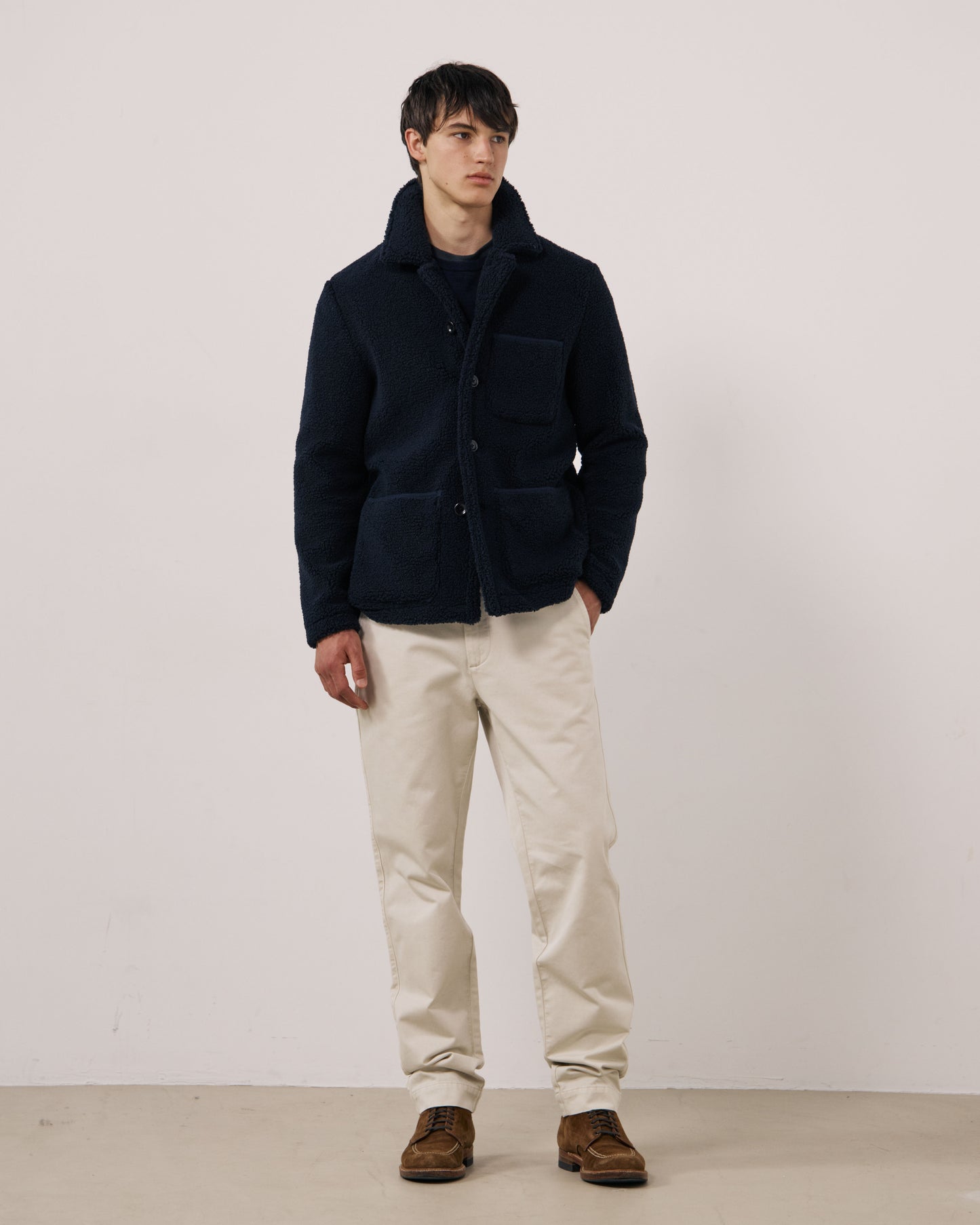 Veste Homme en Sherpa Bleu Marine Utility