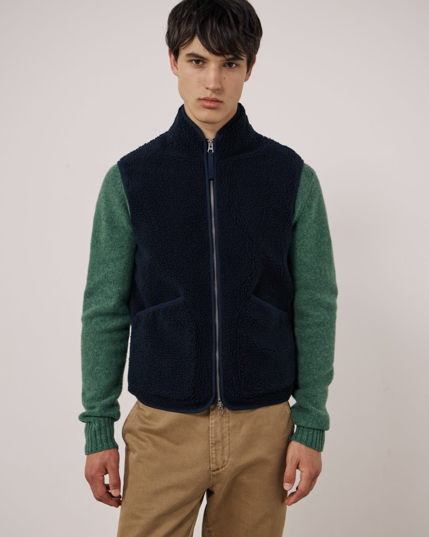 Gilet Homme en Sherpa Bleu Marine Basta