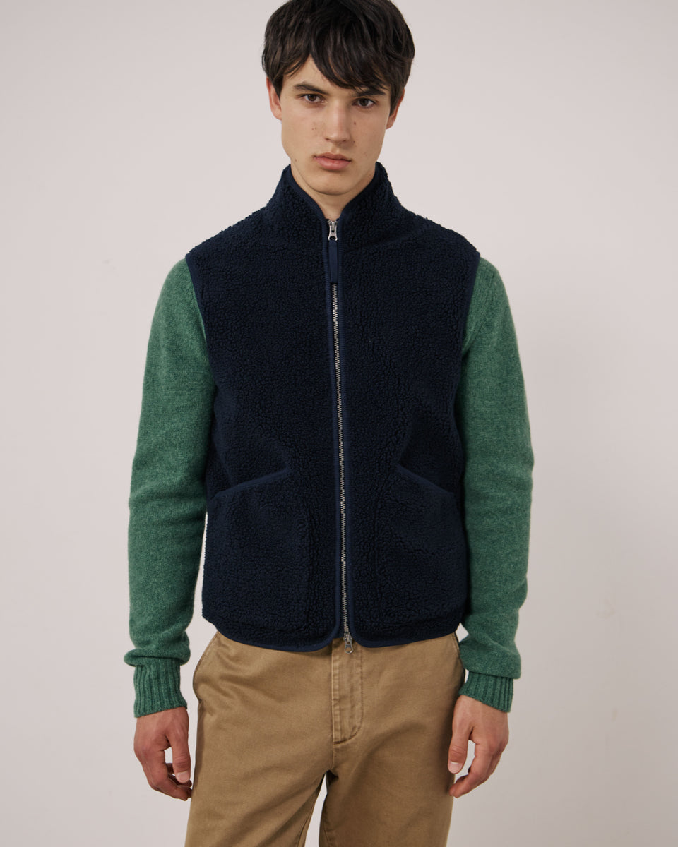 Gilet da uomo in sherpa blu navy Basta - Image principale