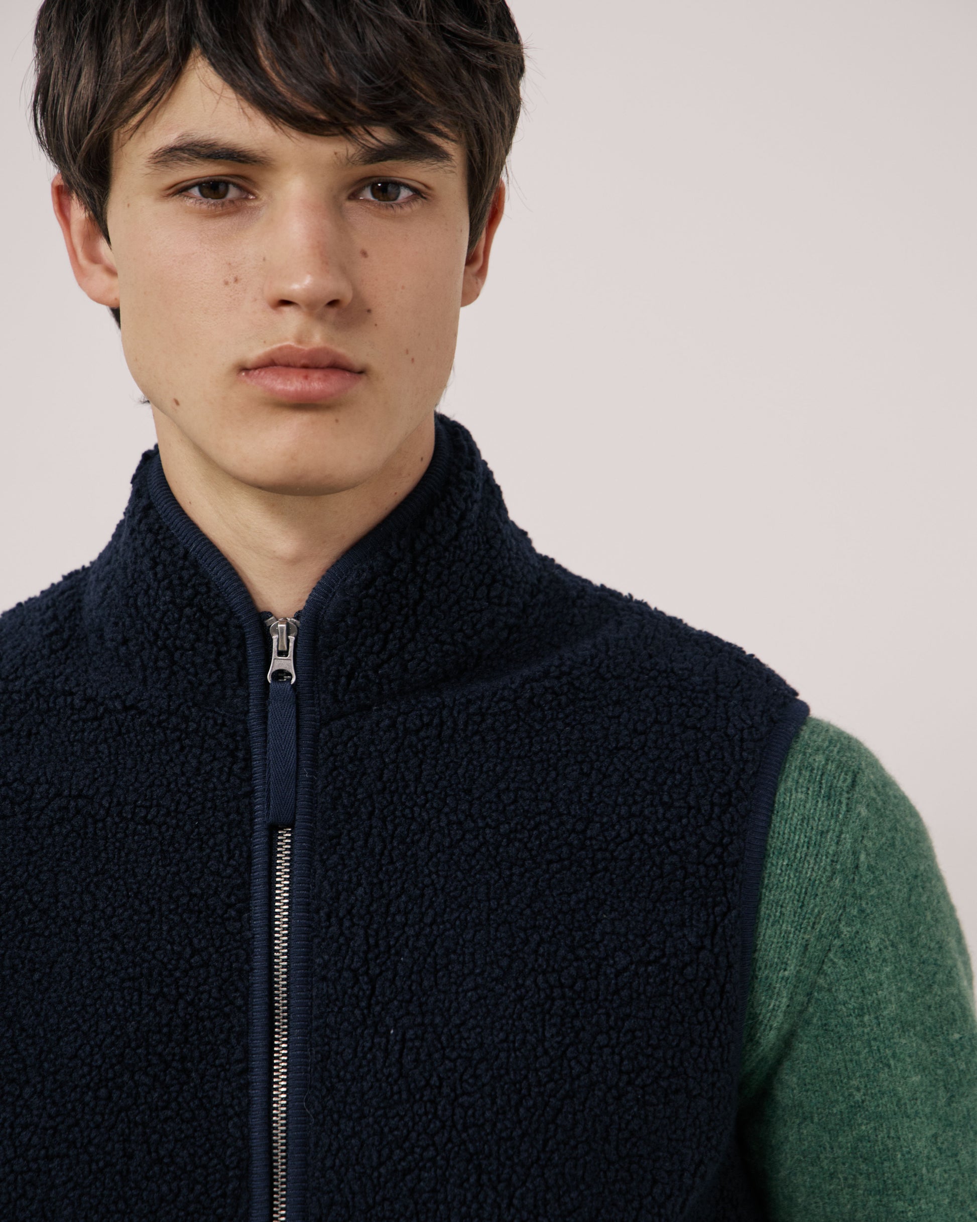 Gilet Homme en Sherpa Bleu Marine Basta