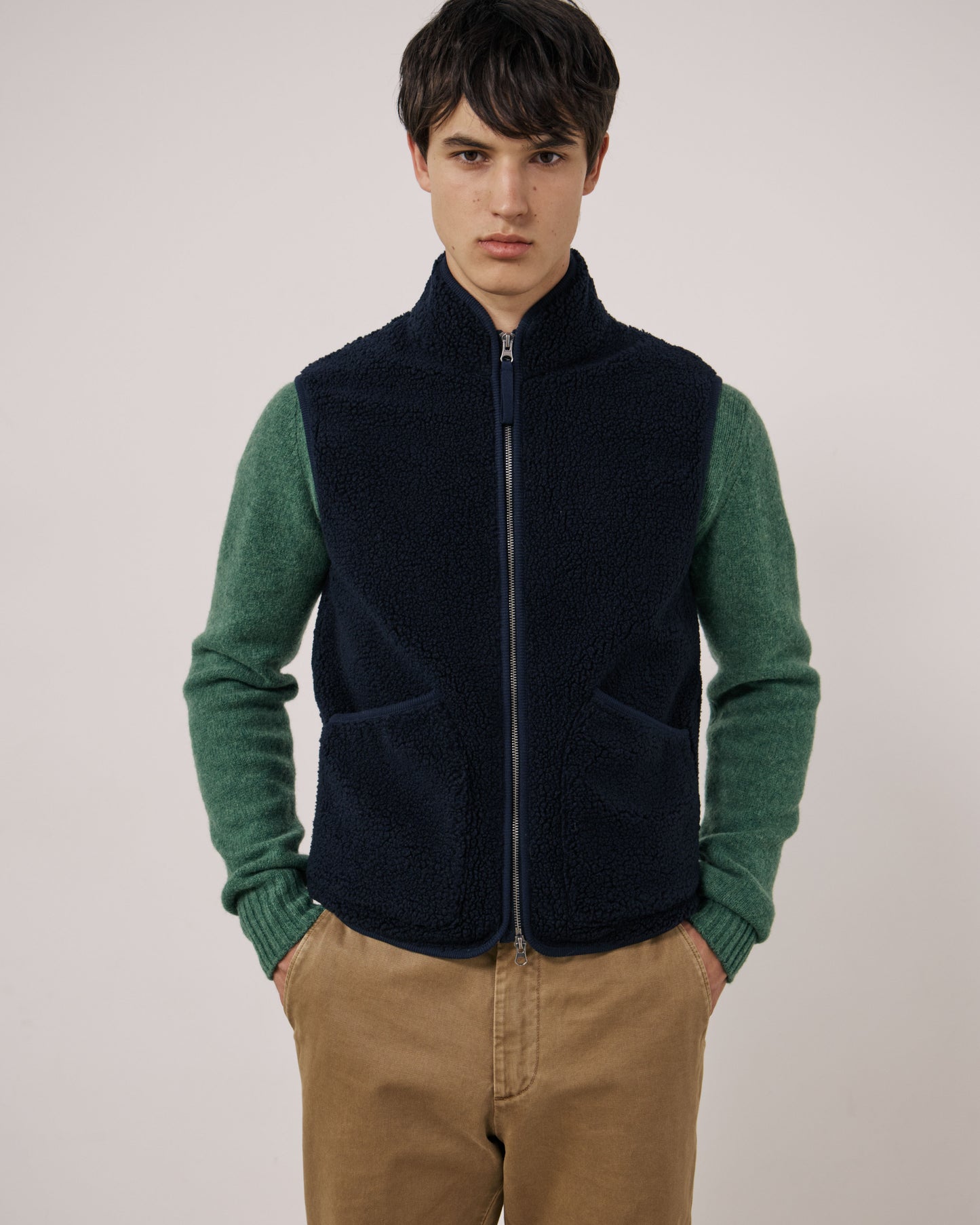 Gilet Homme en Sherpa Bleu Marine Basta
