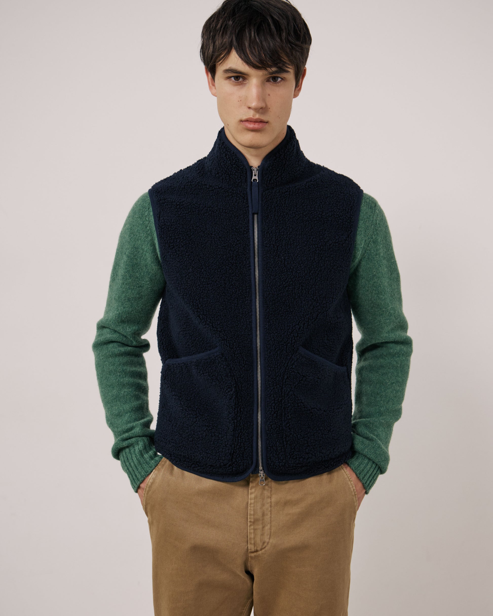 Gilet Homme en Sherpa Bleu Marine Basta
