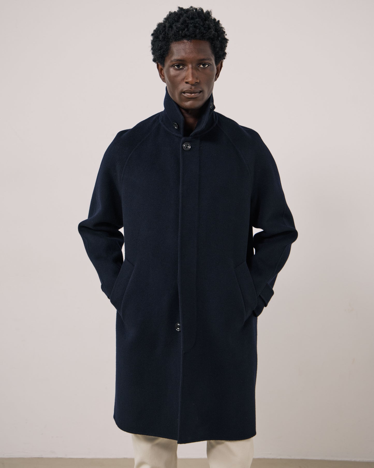 Manteau Homme en Laine Double Face Bleu Marine Graig