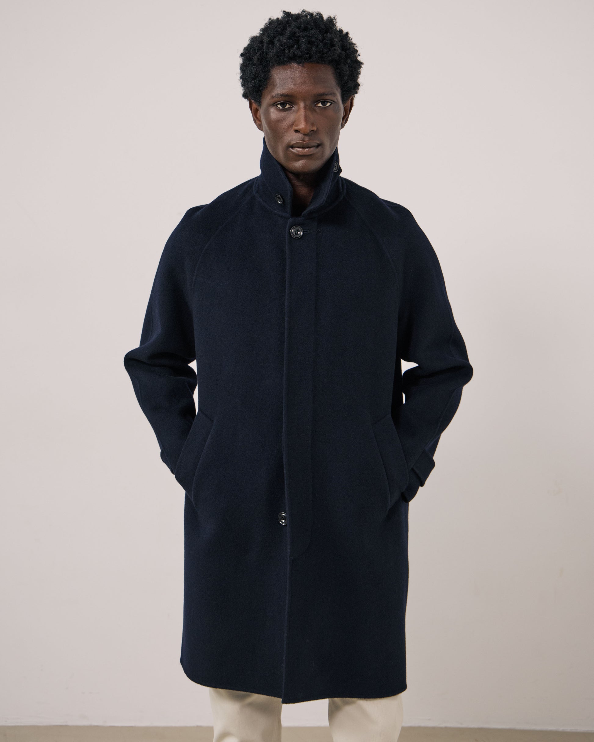 Manteau Homme en Laine Double Face Bleu Marine Graig
