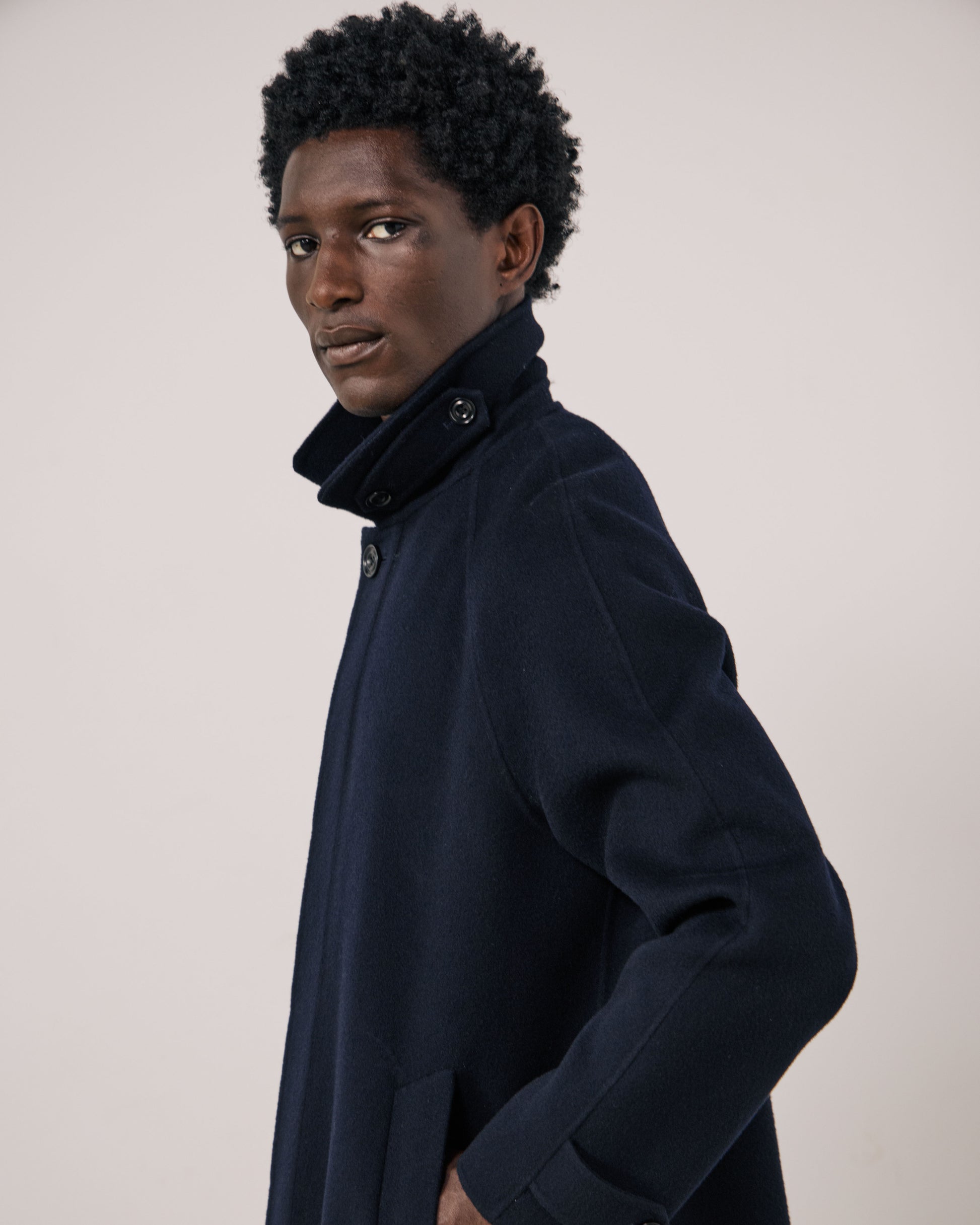 Manteau Homme en Laine Double Face Bleu Marine Graig