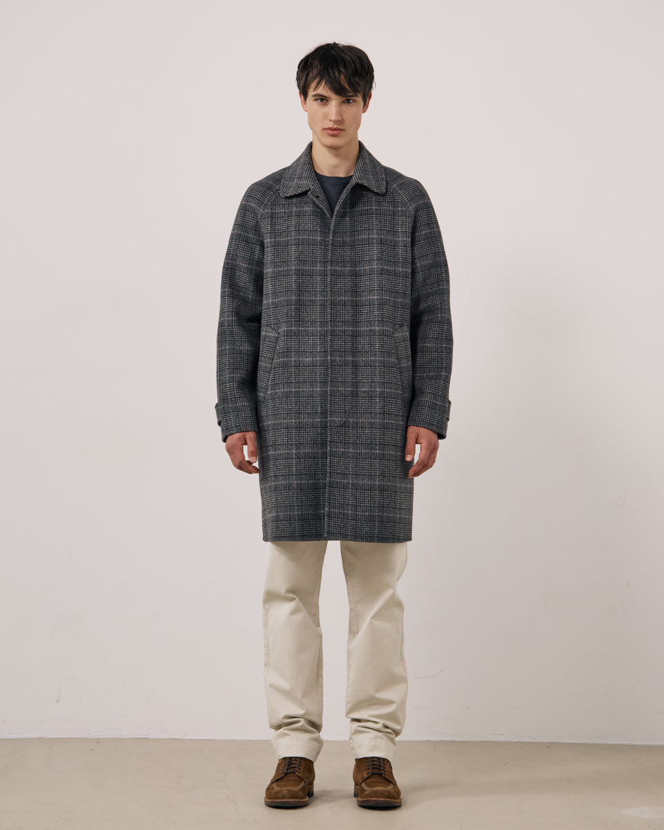 Graig Men's Grey Checked Double-Faced Wool Coat - Image principale