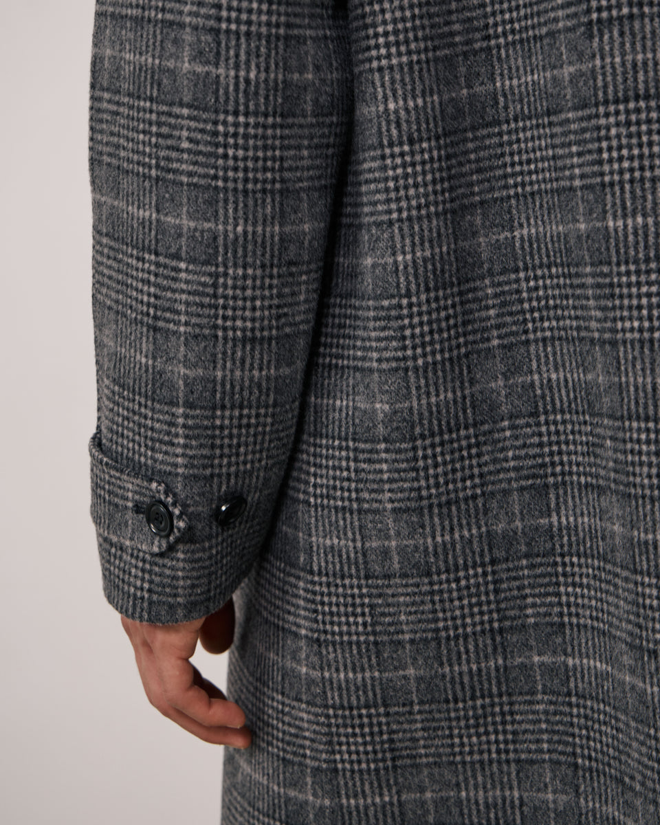 Graig Men's Grey Checked Double-Faced Wool Coat - Image 3