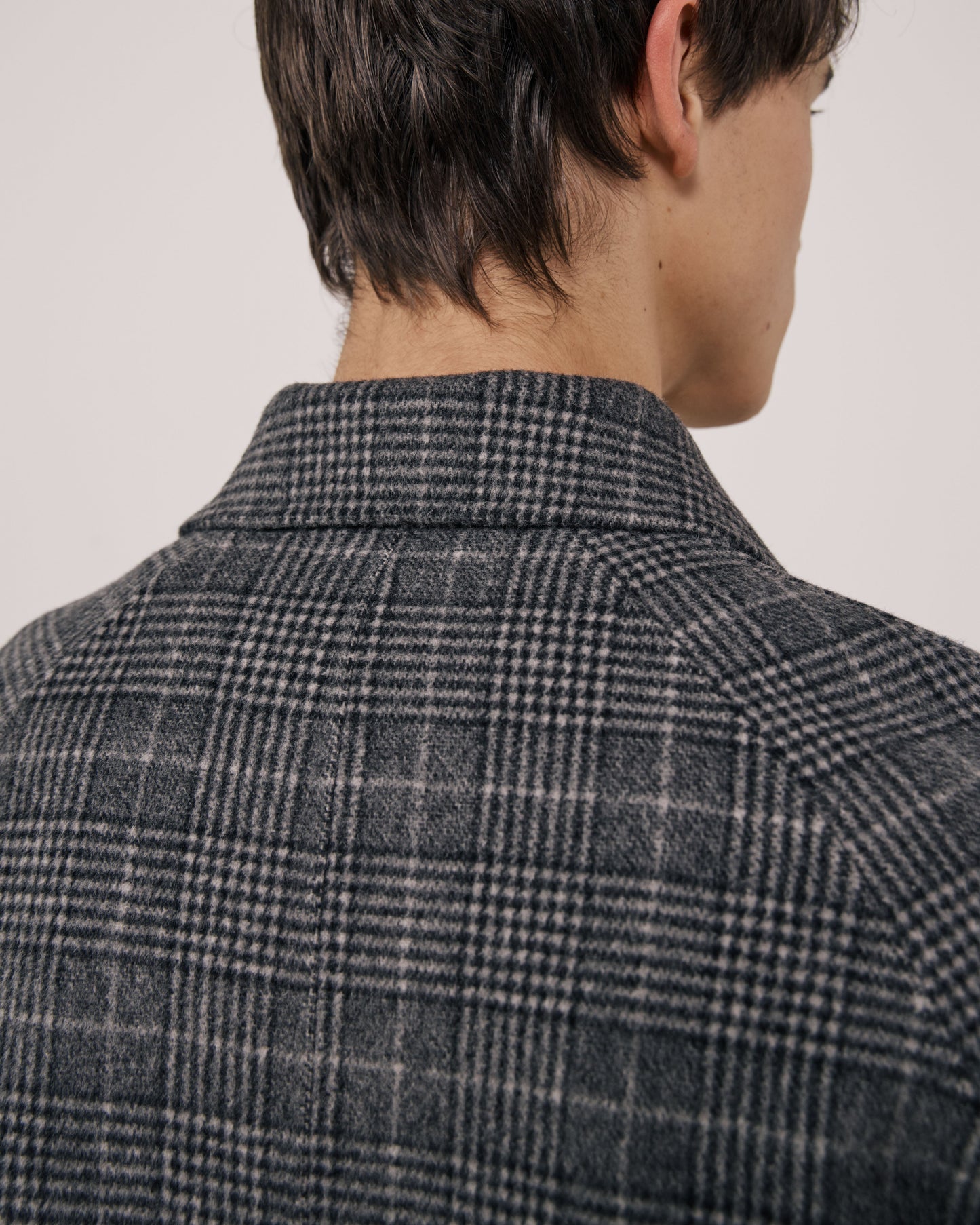 Manteau Homme en Laine Double Face à Carreaux Gris Graig