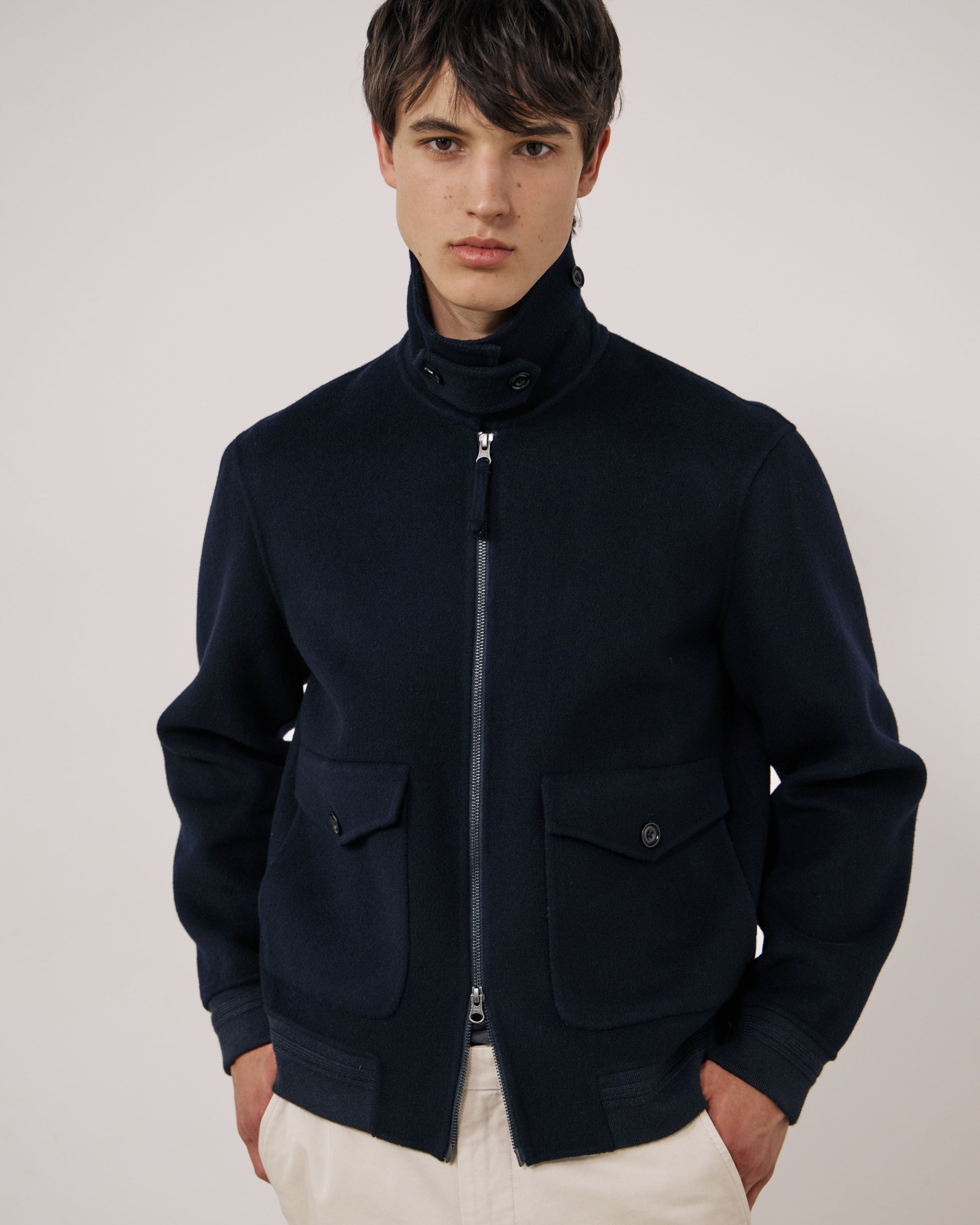 Blouson Homme en Laine Double Face Bleu Marine Doug