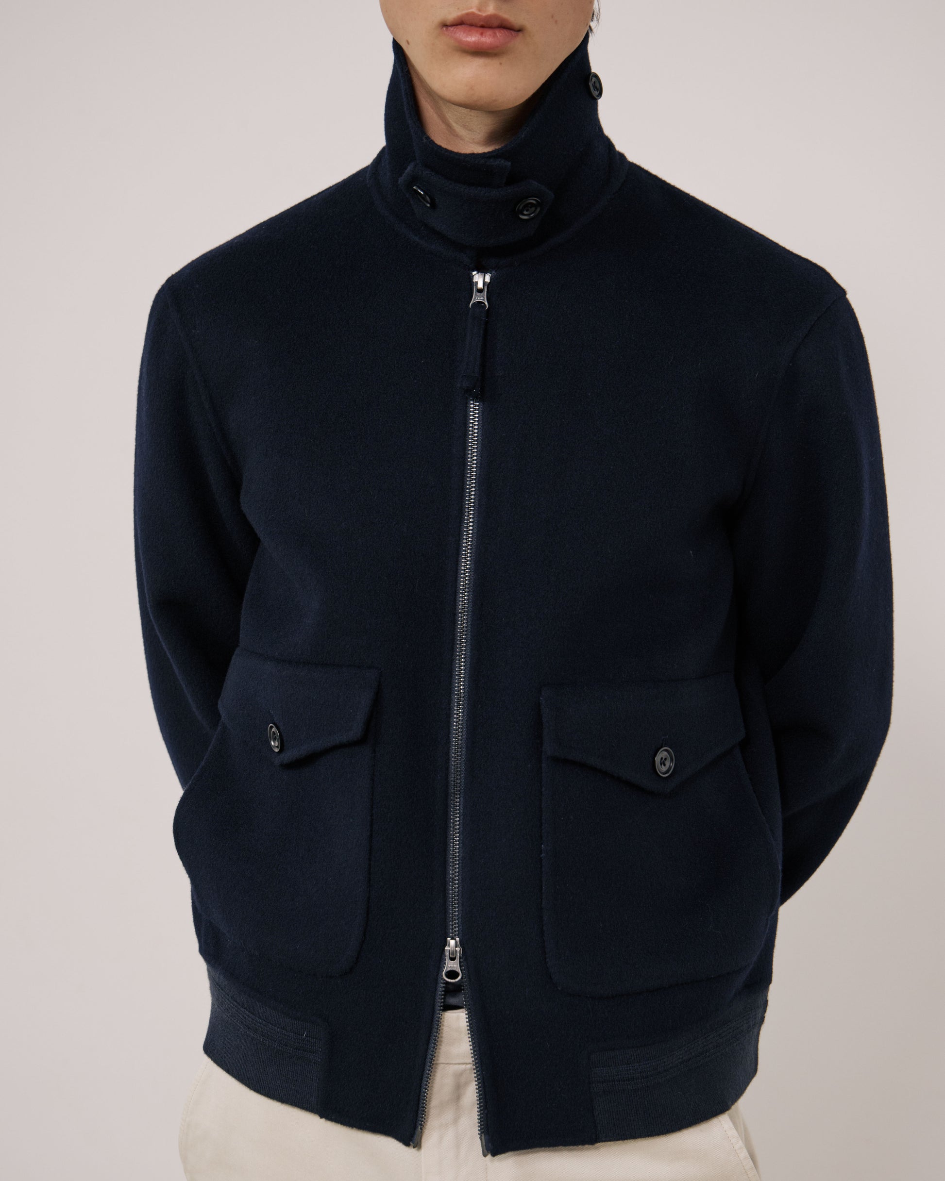 Blouson Homme en Laine Double Face Bleu Marine Doug