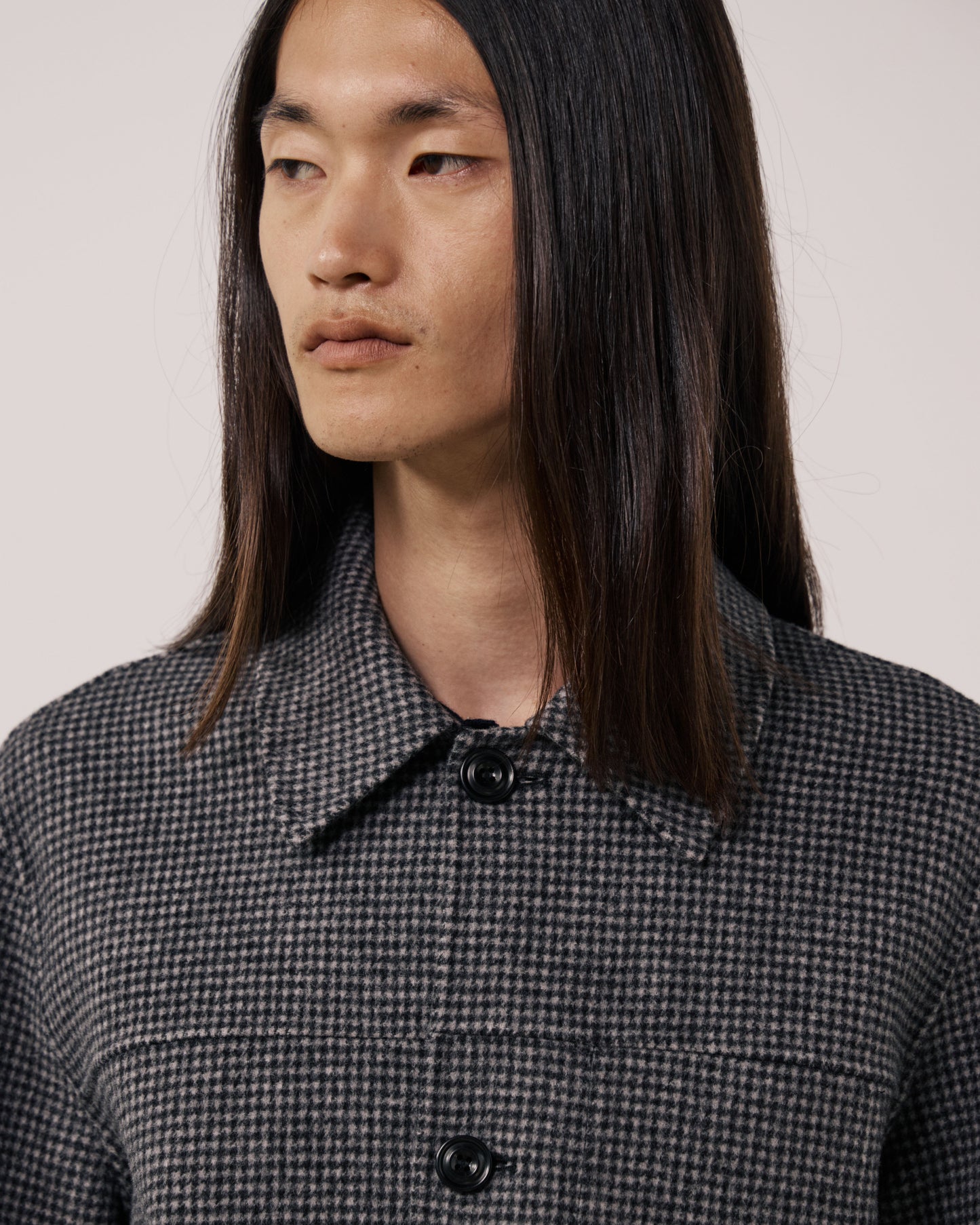 Veste Homme en Laine Double Face à Carreaux Gris Dary