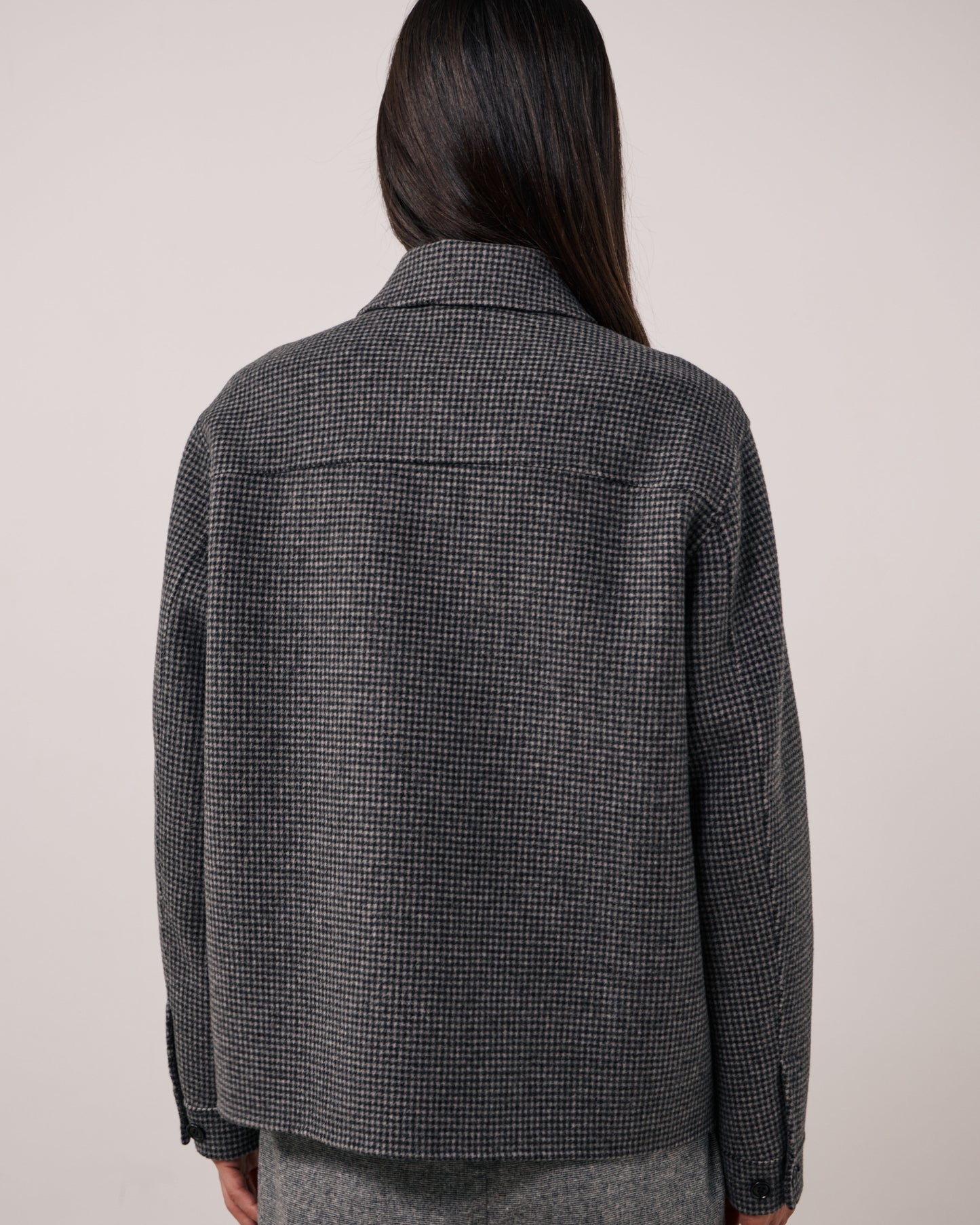 Veste Homme en Laine Double Face à Carreaux Gris Dary